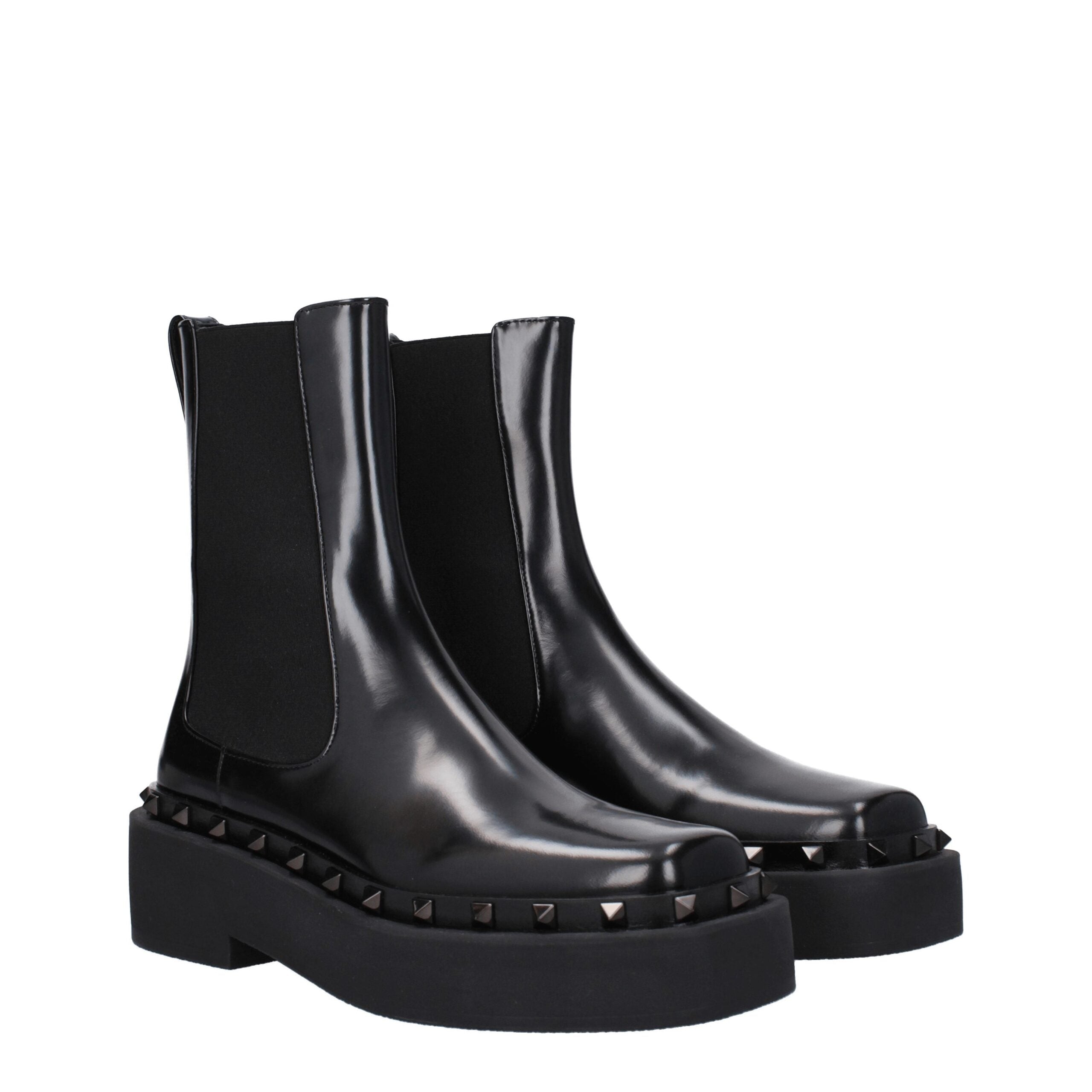 Valentino Garavani Black Leather Ankle Boots Glam Steals