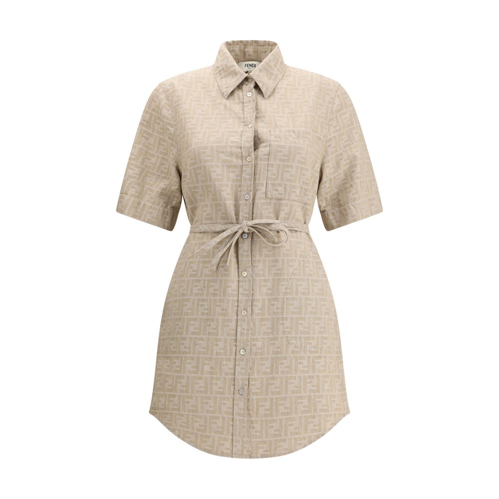 Fendi Beige Cotton Casual Dress Glam Steals