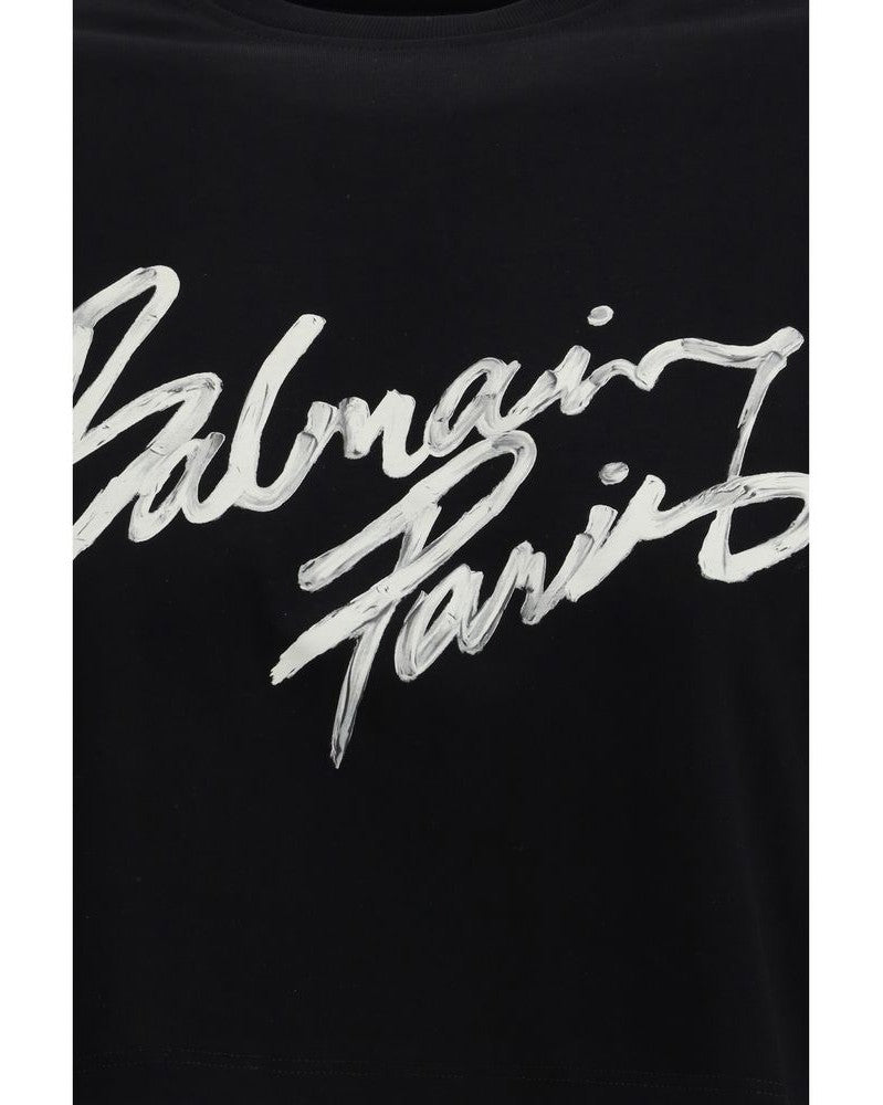 Balmain Black Cotton T-shirt Glam Steals