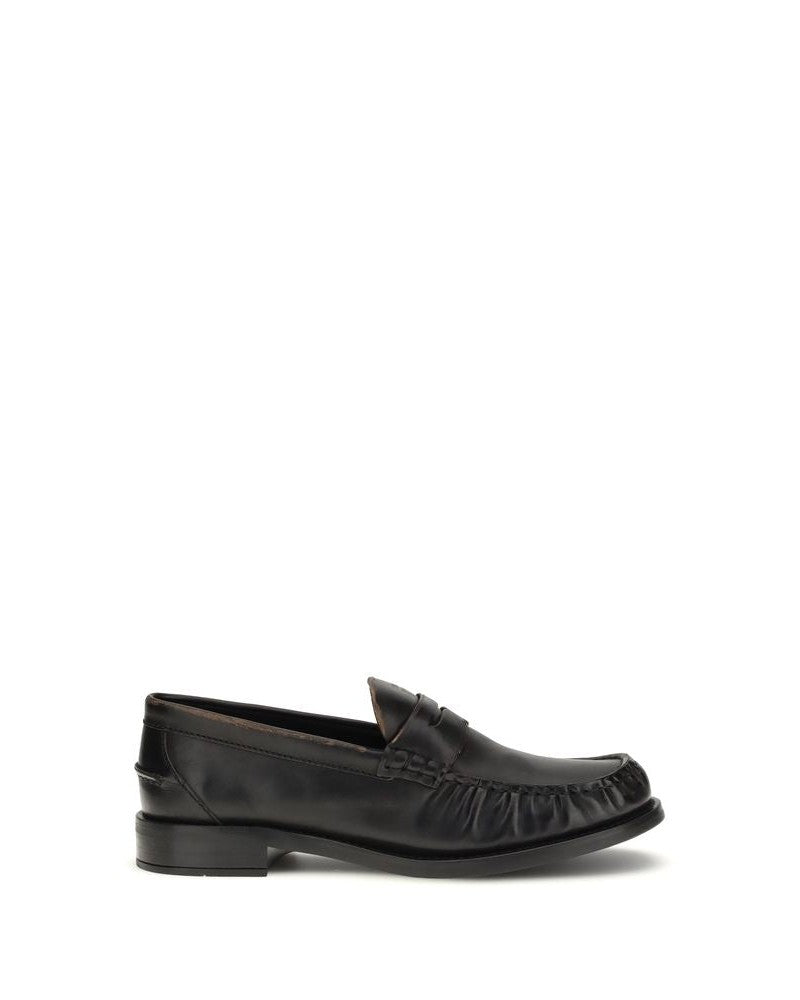 Prada Black Calf Leather Bos Taurus Slip On Loafers Glam Steals