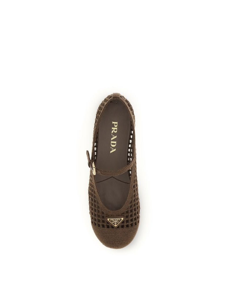 Prada Brown Cotton Ballet Flats Glam Steals