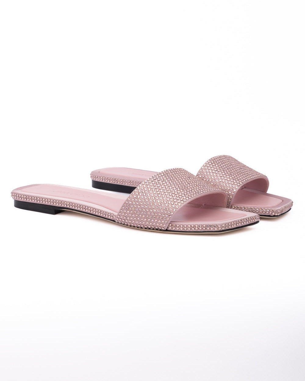 Jimmy Choo Pink Satin Crystal Clovis Flat Glam Steals