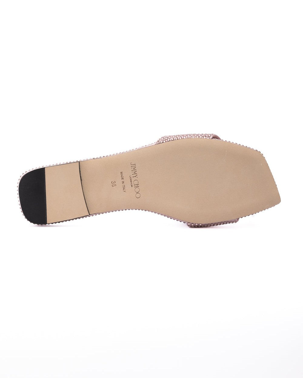 Jimmy Choo Pink Satin Crystal Clovis Flat Glam Steals