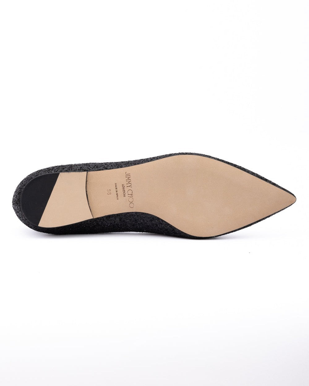 Jimmy Choo Black Coarse Glitter Fabric Alina Bellet Flat Glam Steals