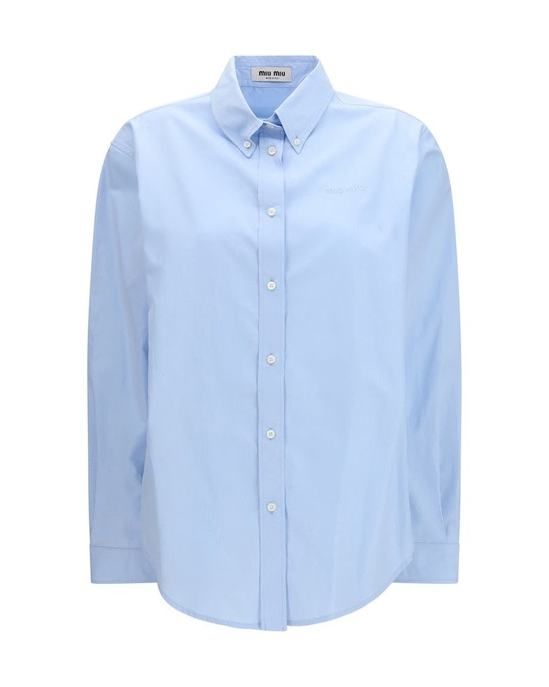 Miu Miu Blue Cotton Shirt Glam Steals