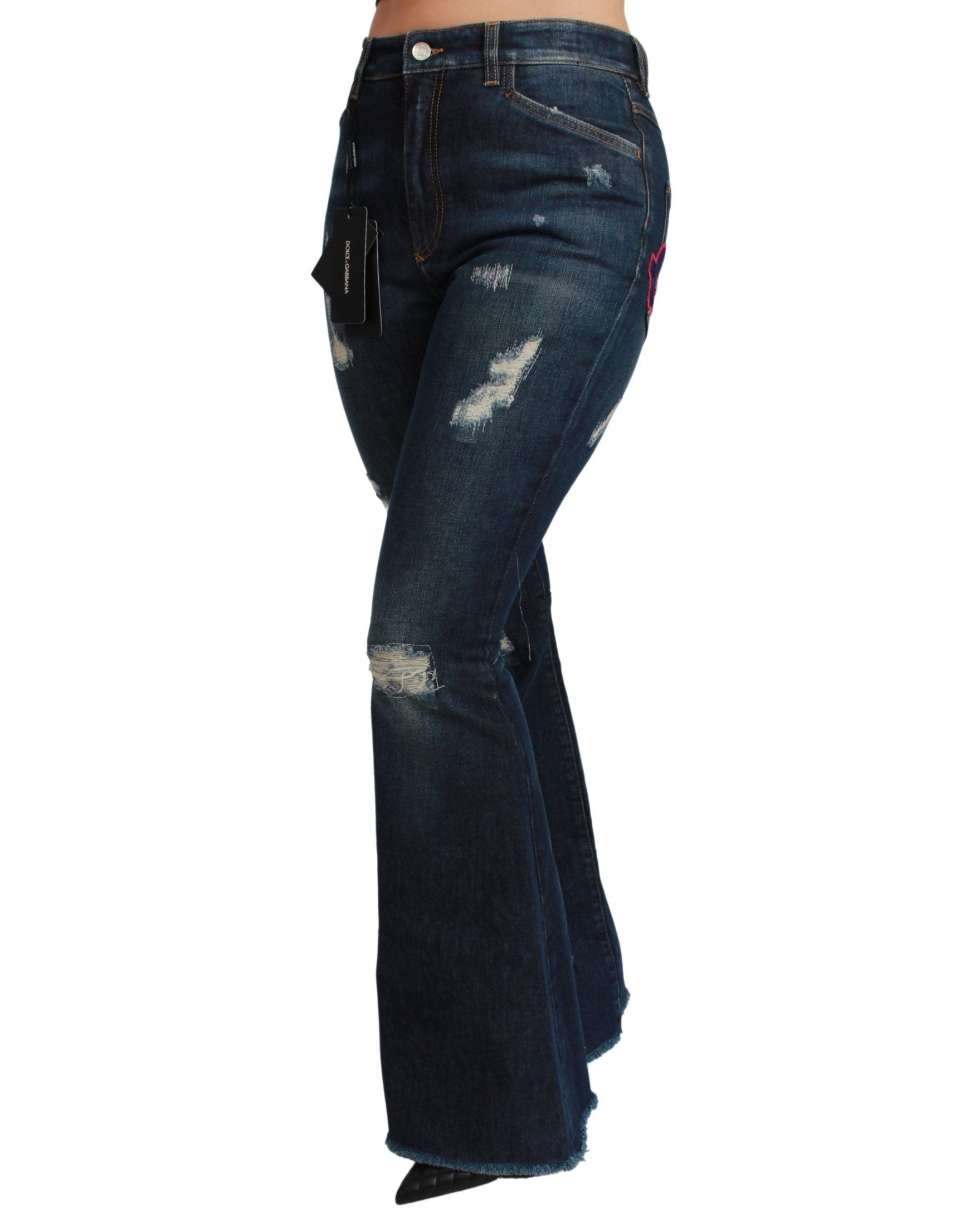Dolce & Gabbana Blue Denim Cotton Stretch Flared Jeans Glam Steals