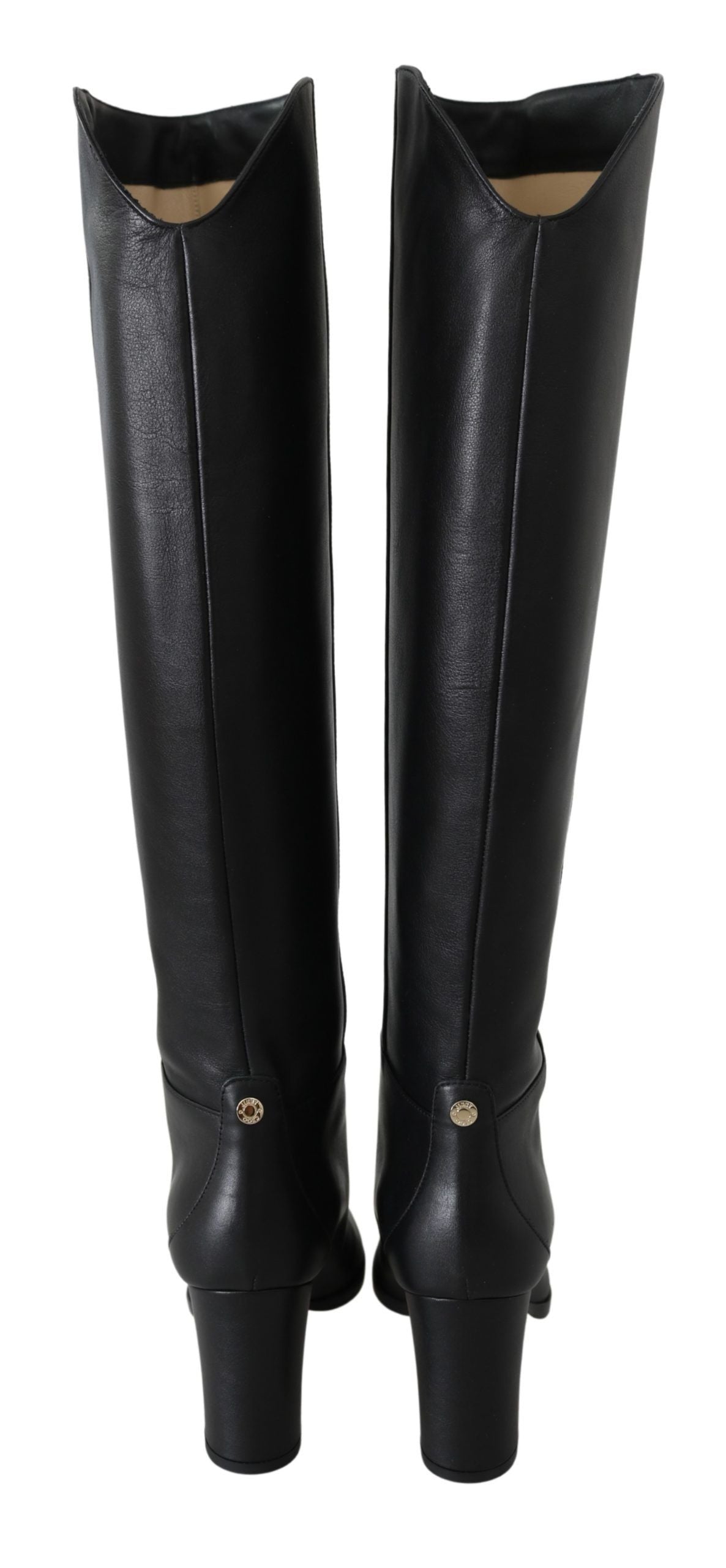 Jimmy Choo Black Leather Elegant Calf Heeled Boots