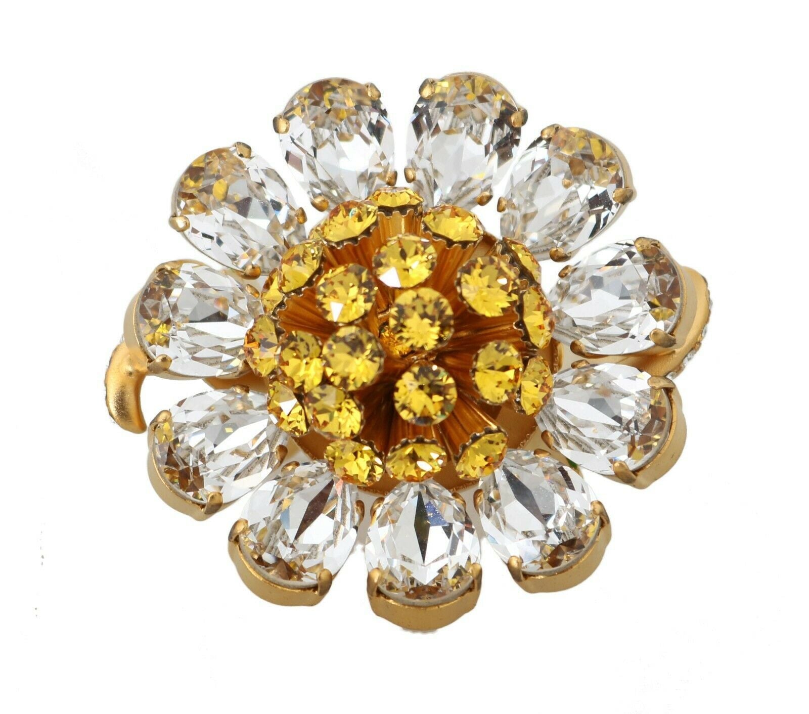 Dolce & Gabbana Crystal Flower Statement Ring Size Us 75