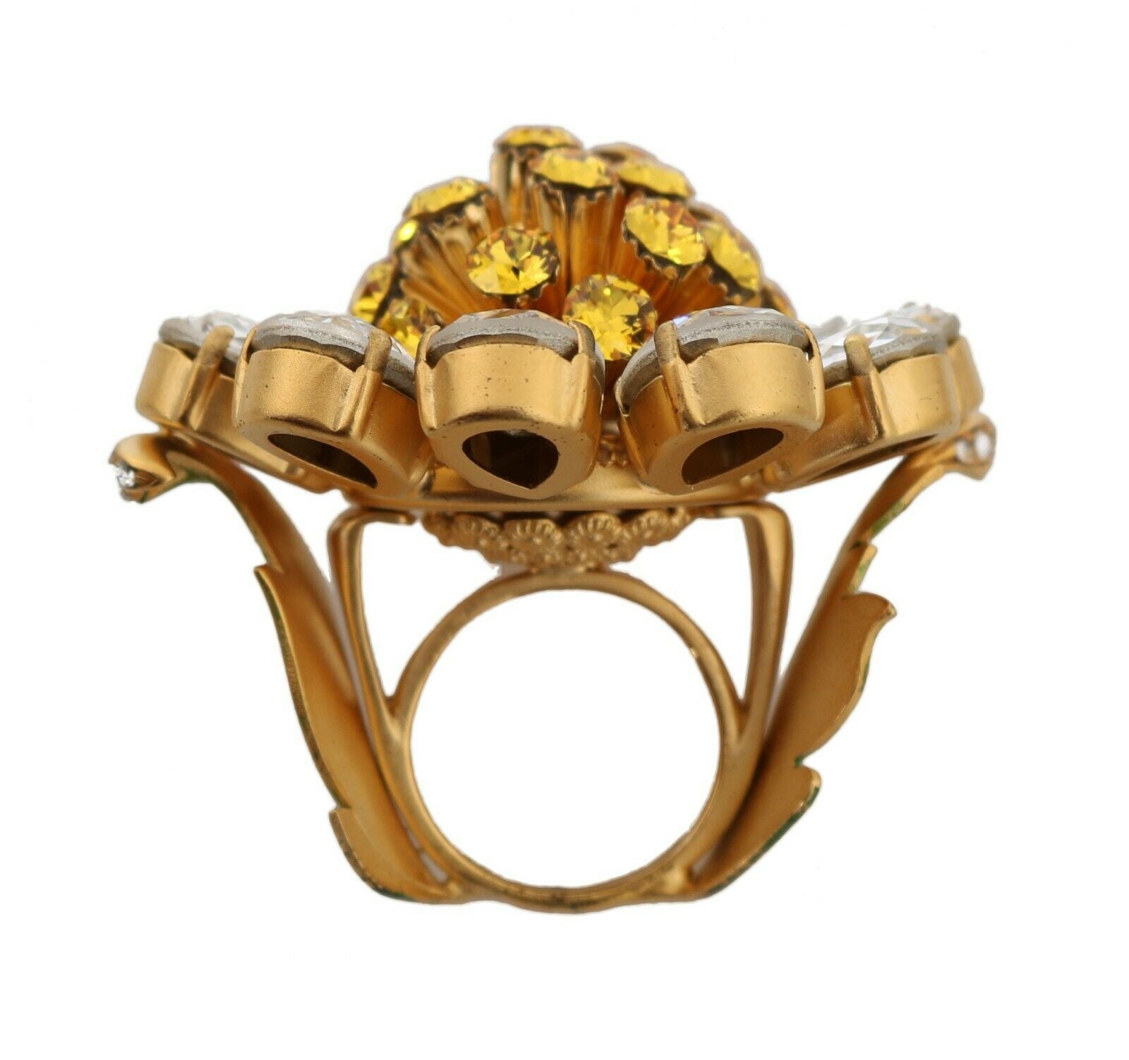 Dolce & Gabbana Crystal Flower Statement Ring Size Us 75