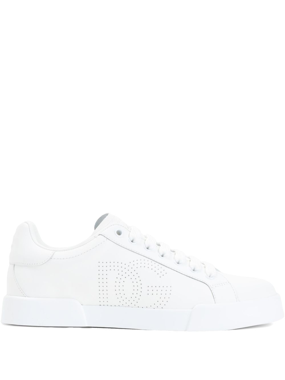 Dolce & Gabbana Leather Portofino Perforated Logo Sneakers
