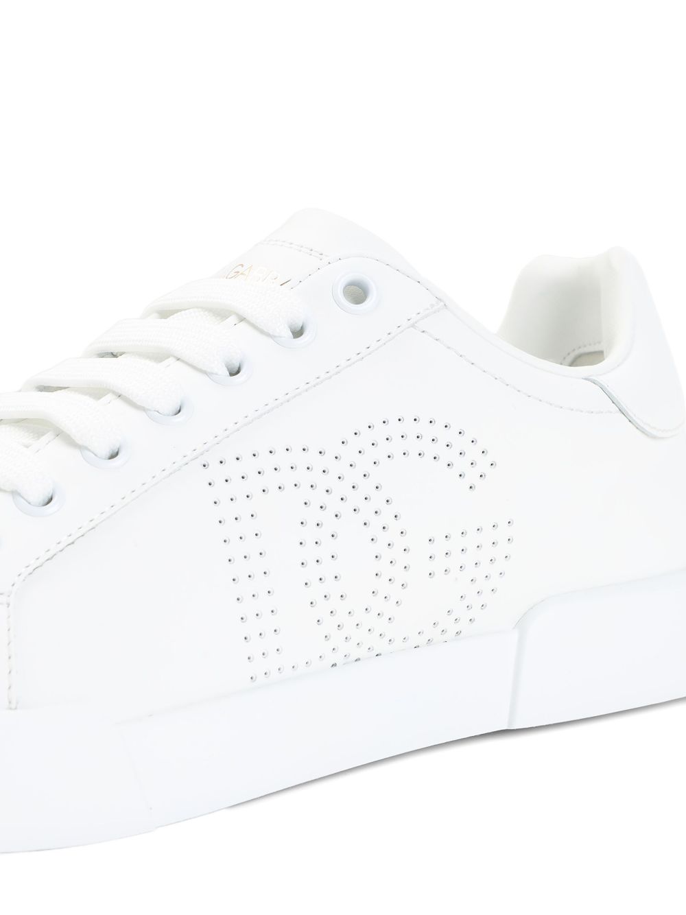 Dolce & Gabbana Leather Portofino Perforated Logo Sneakers