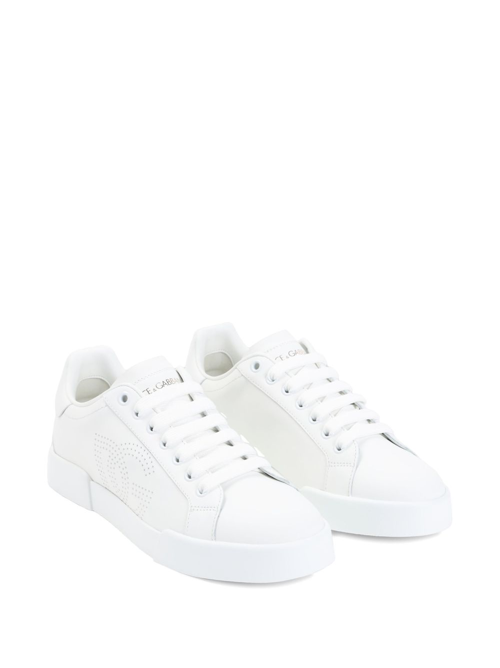Dolce & Gabbana Leather Portofino Perforated Logo Sneakers