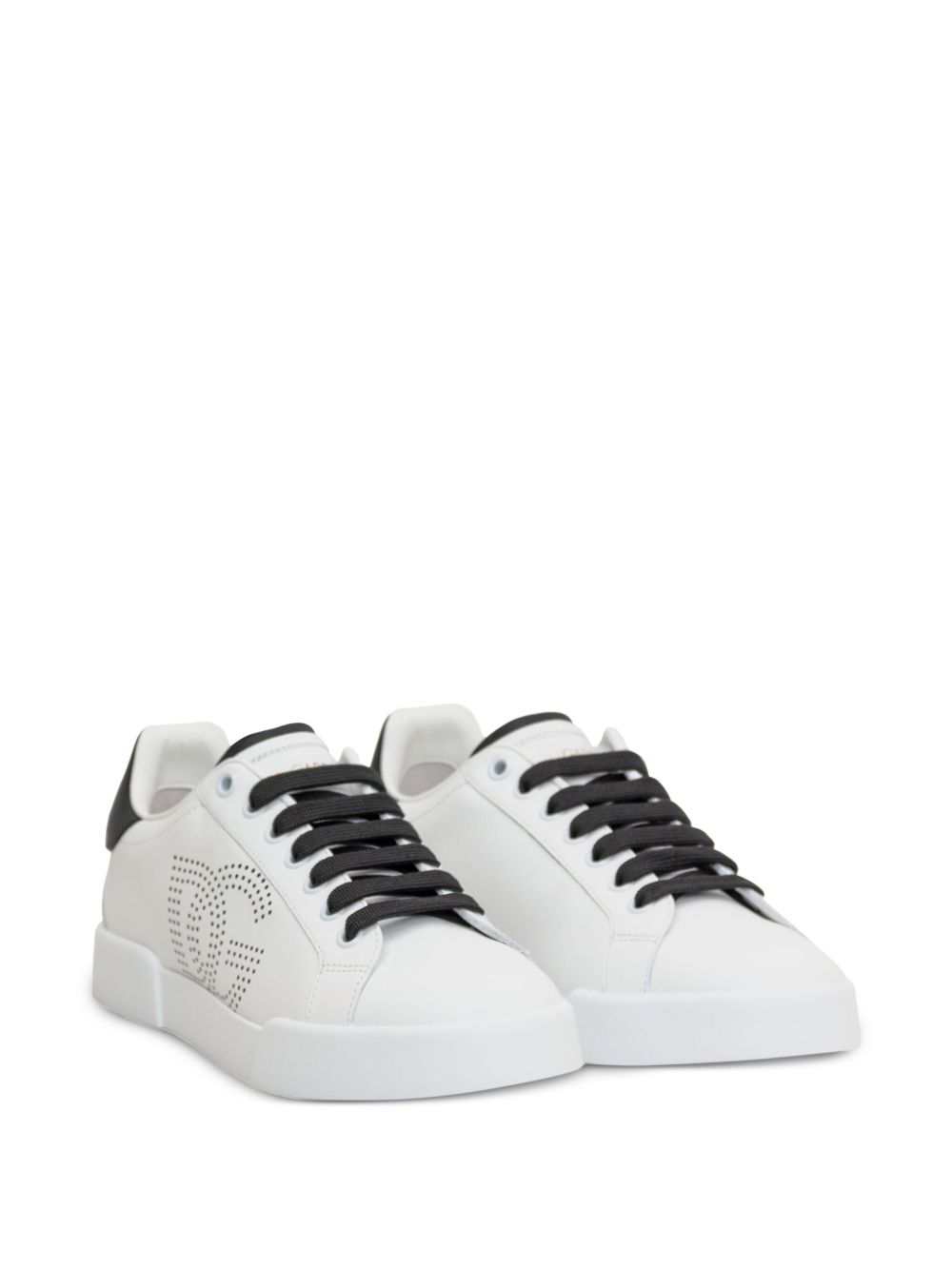 Dolce & Gabbana Leather Portofino Perforated Logo Sneakers