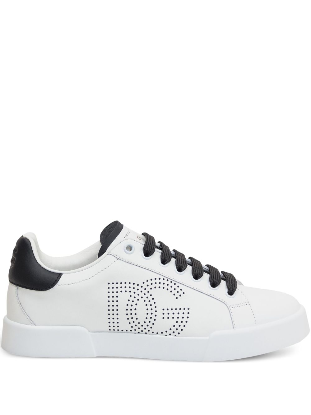 Dolce & Gabbana Leather Portofino Perforated Logo Sneakers