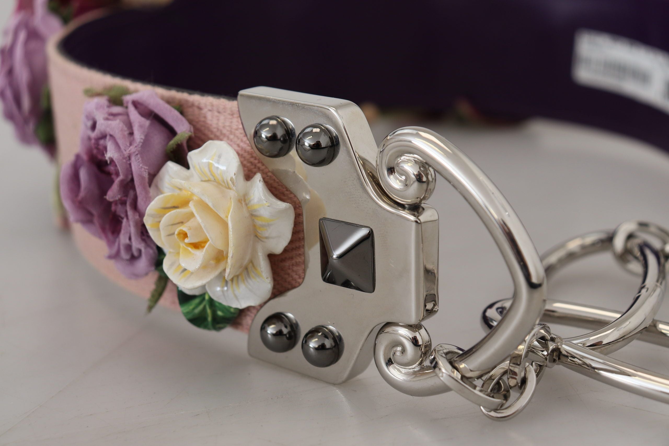 Dolce & Gabbana Floral Leather Shoulder Strap Beige Accessory
