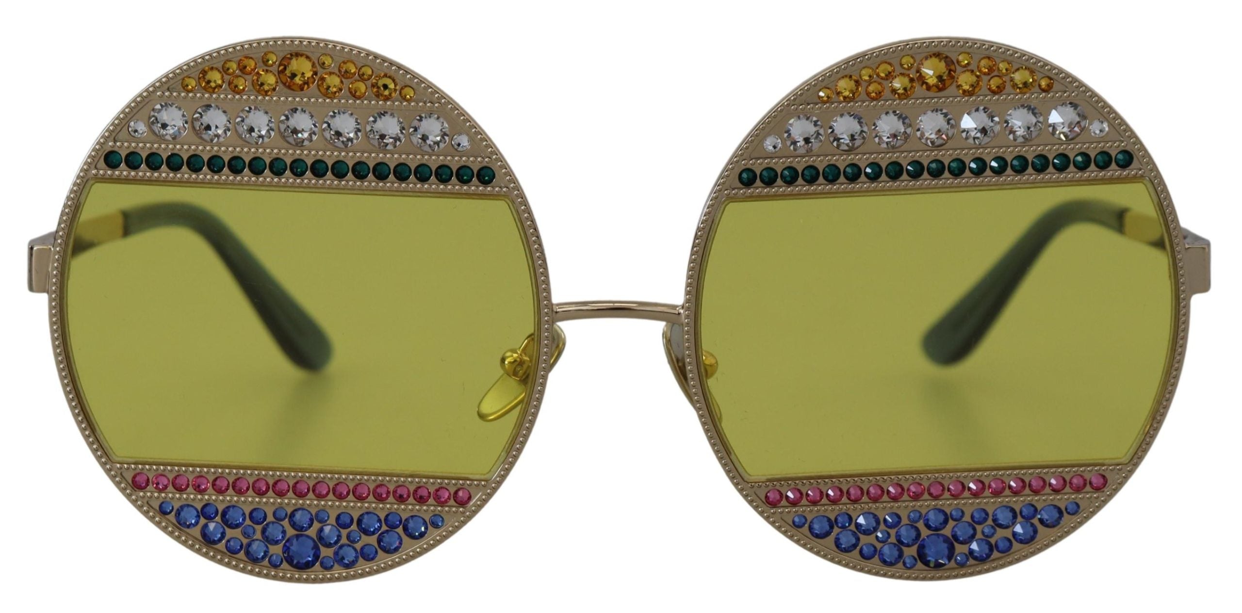 Dolce & Gabbana Gold Oval Metal Crystals Shades Sunglasses Glam Steals
