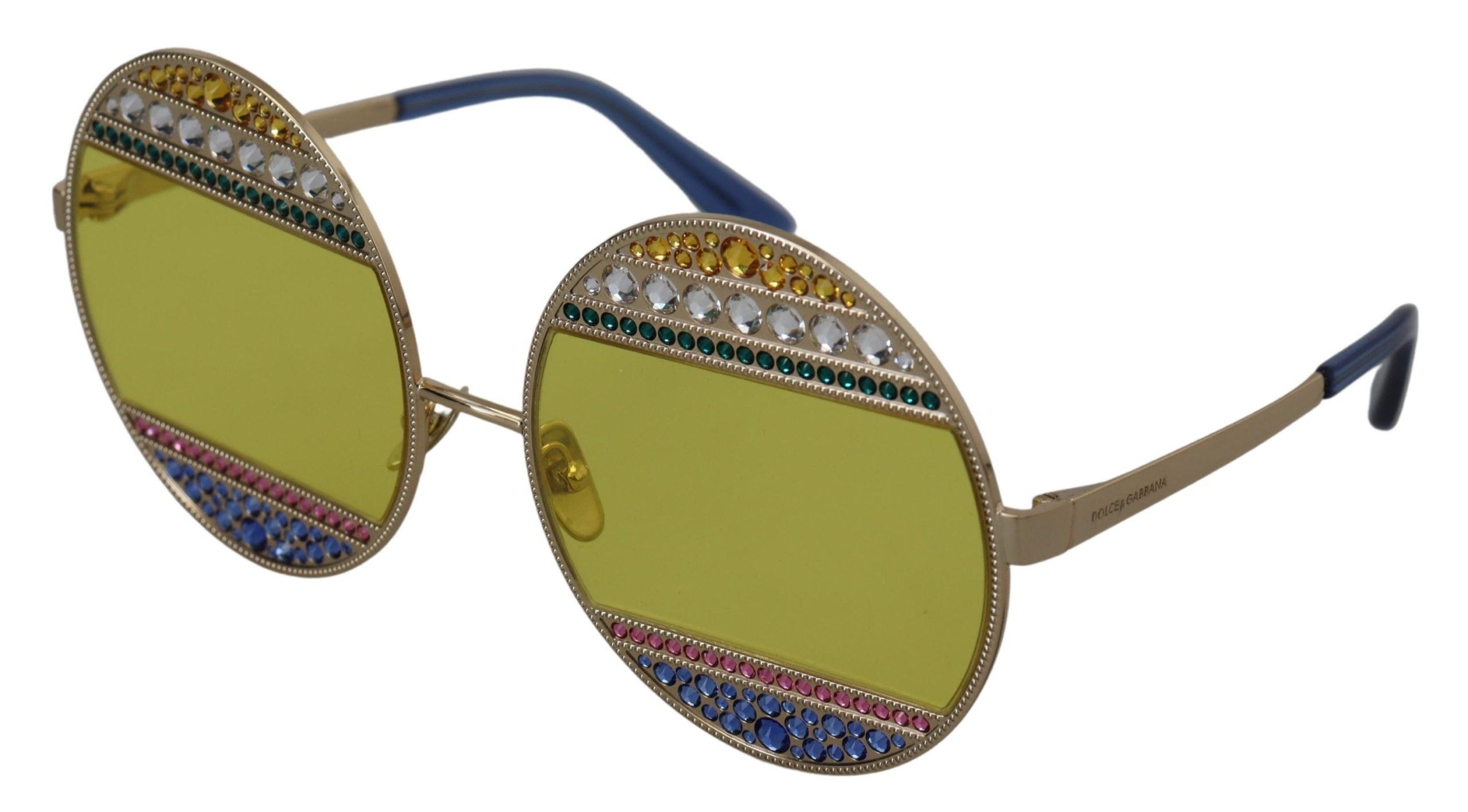 Dolce & Gabbana Gold Oval Metal Crystals Shades Sunglasses Glam Steals