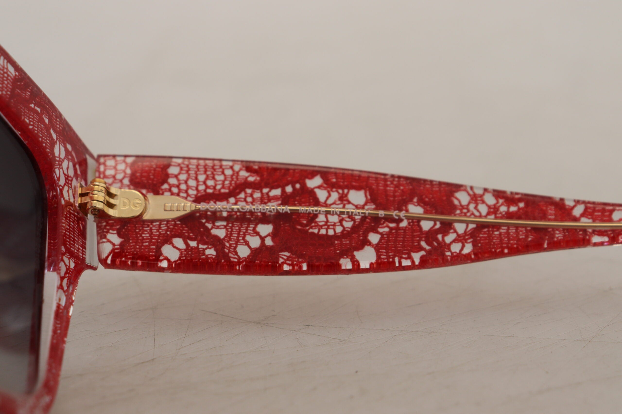 Dolce & Gabbana Red Acetate Rectangle Sunglasses