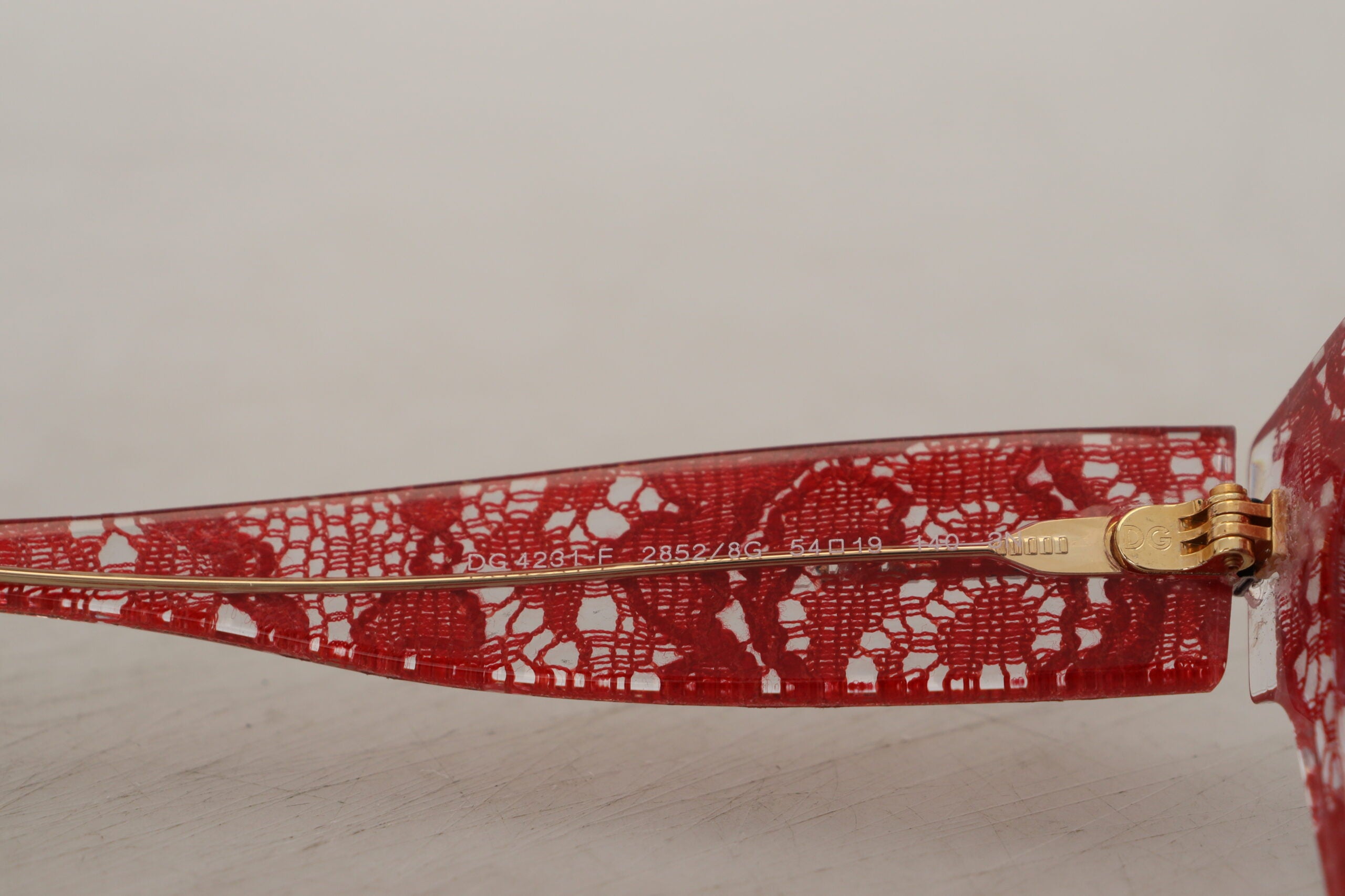 Dolce & Gabbana Red Acetate Rectangle Sunglasses