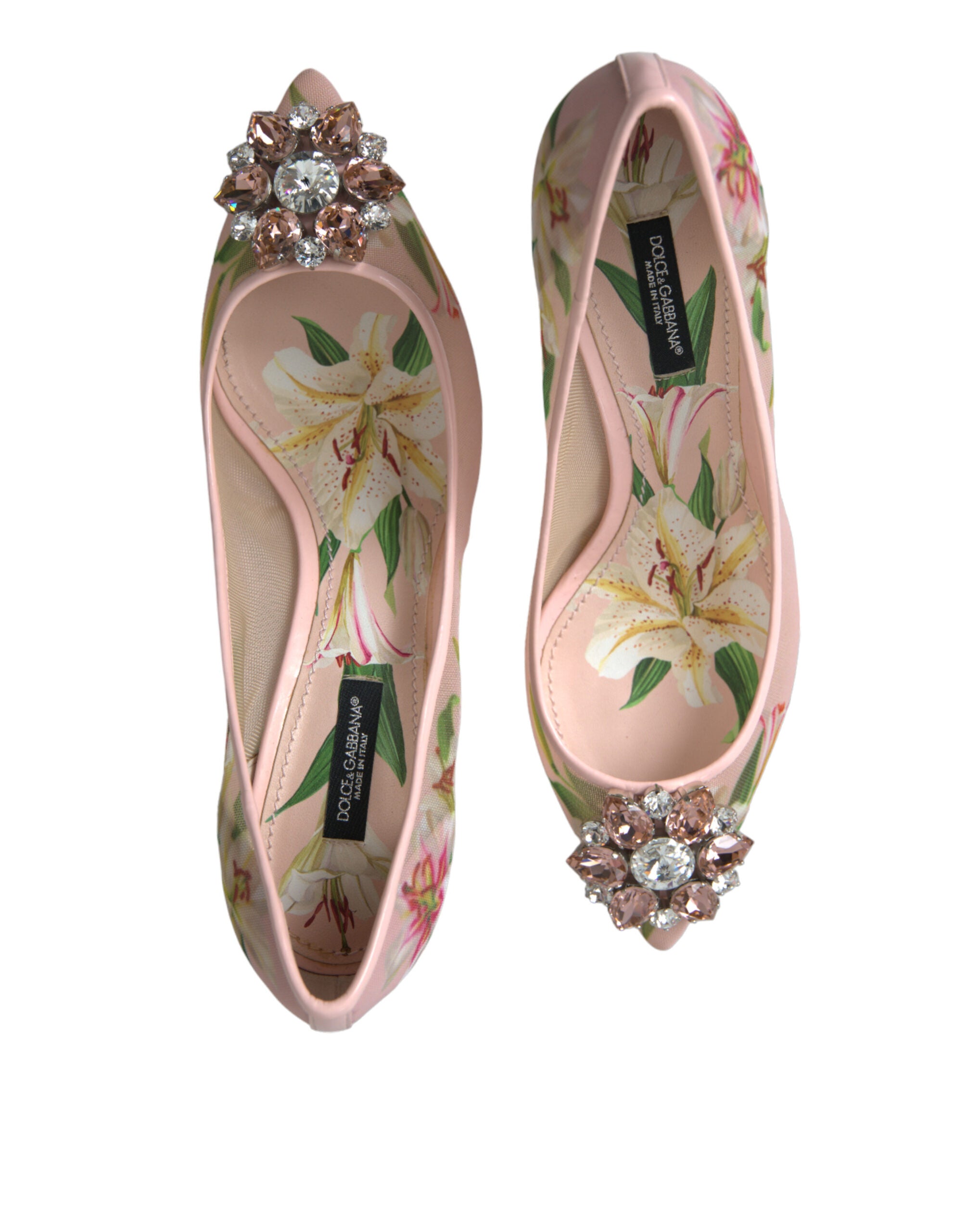 Dolce & Gabbana Elegant Floral Crystal Pink Pumps