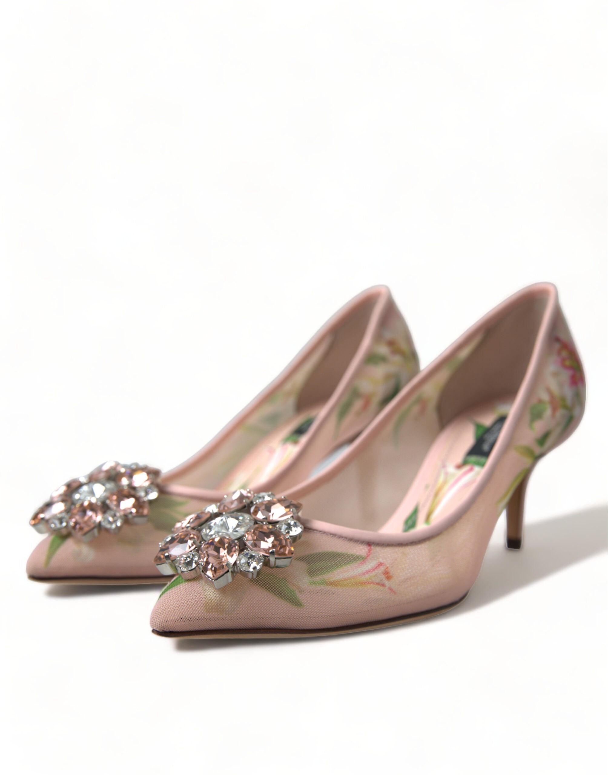 Dolce & Gabbana Elegant Floral Crystal Pink Pumps
