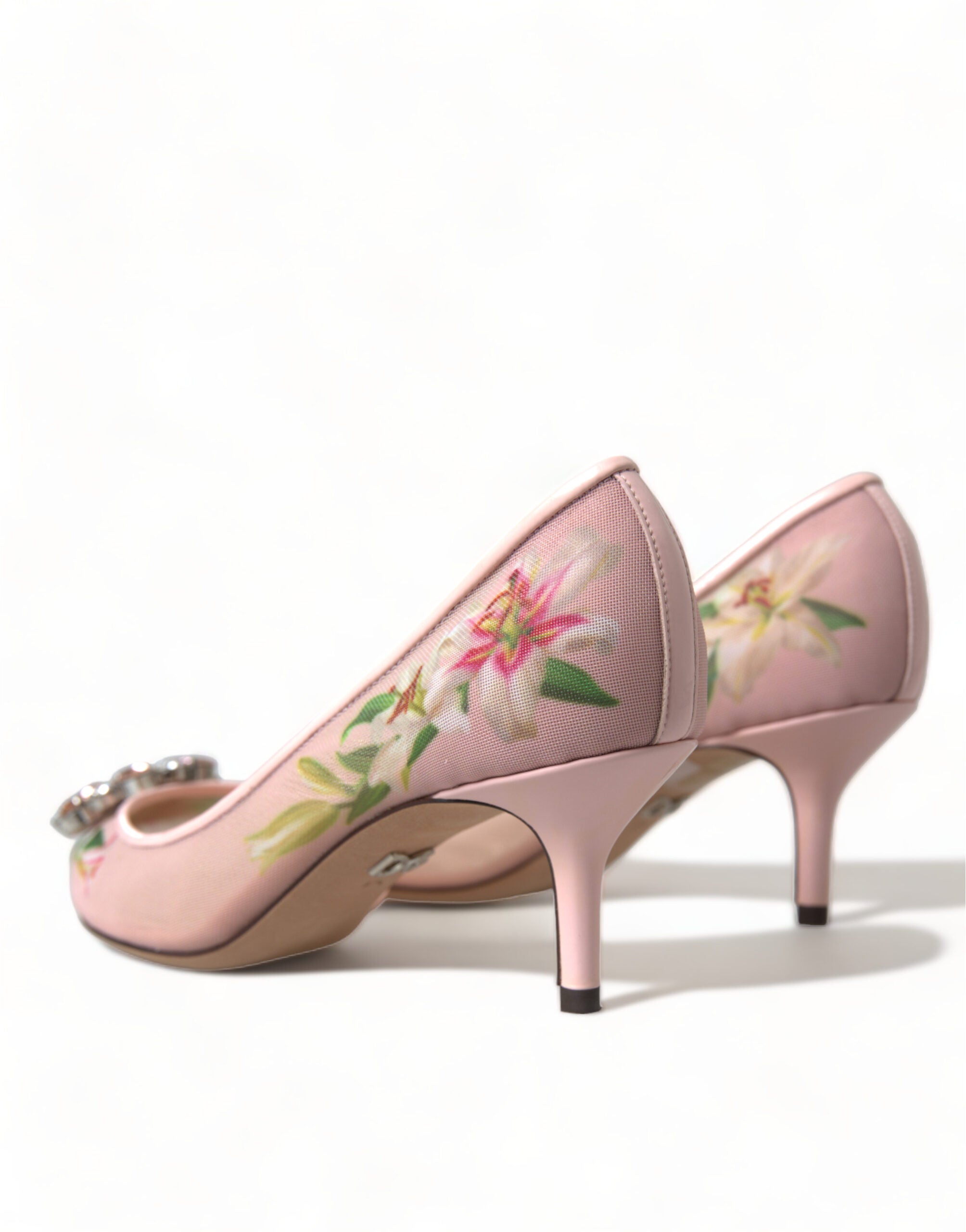 Dolce & Gabbana Elegant Floral Crystal Pink Pumps