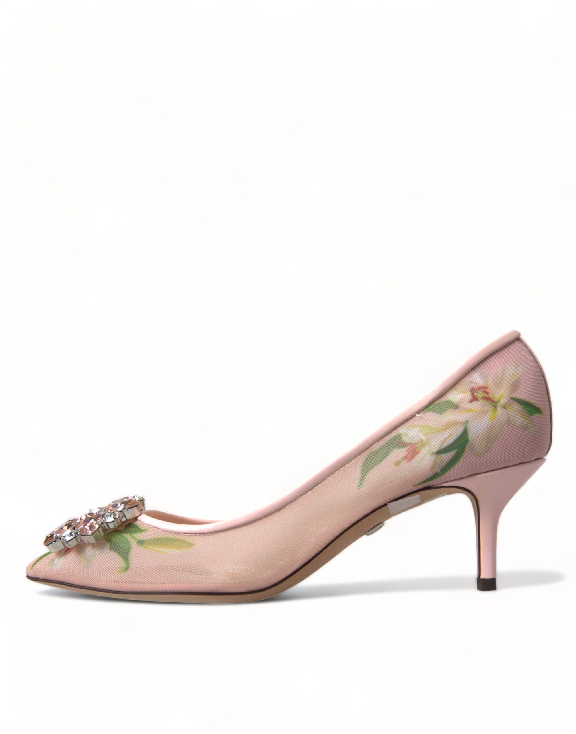 Dolce & Gabbana Elegant Floral Crystal Pink Pumps