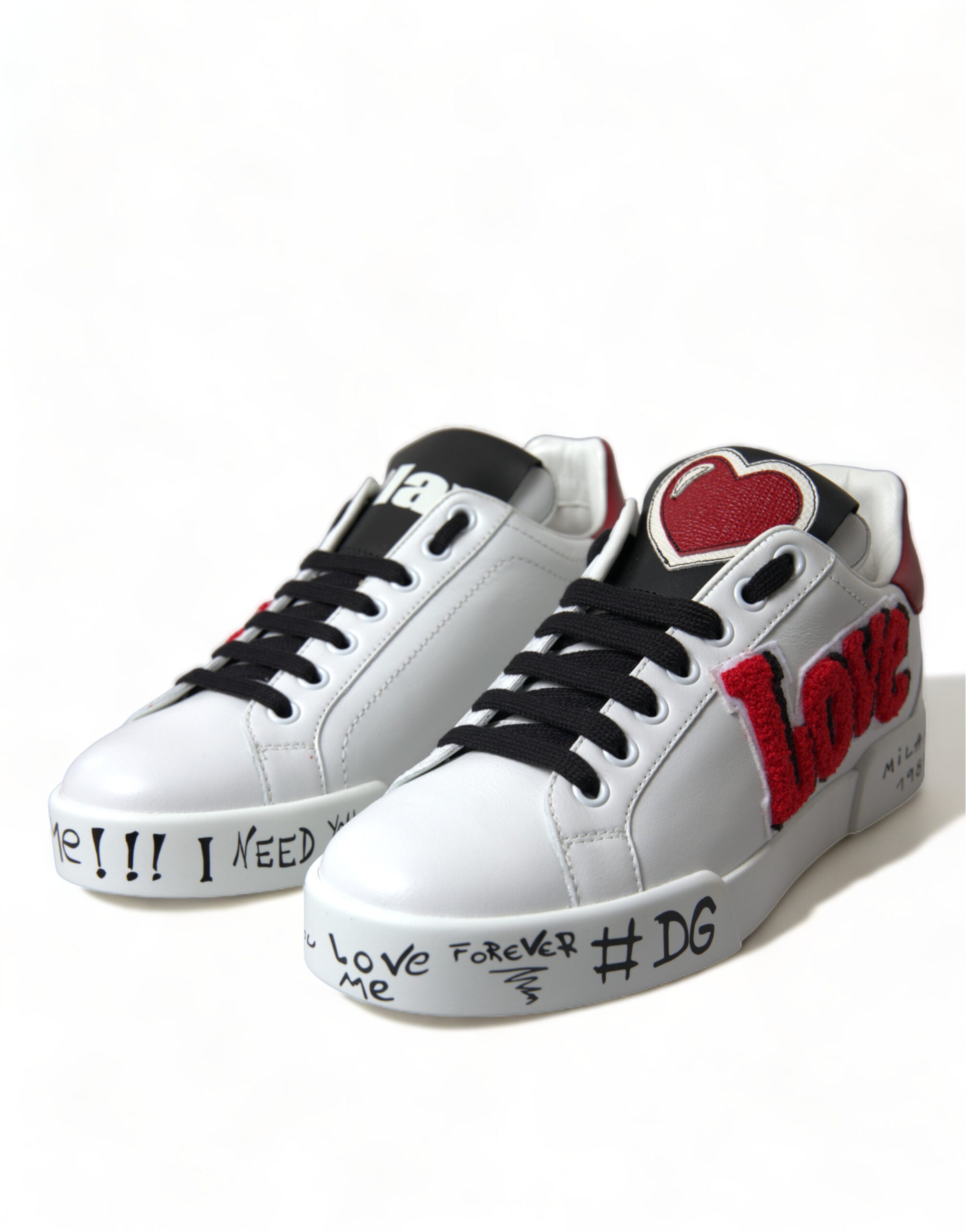 Dolce & Gabbana Chic Portofino Leather White Sneakers
