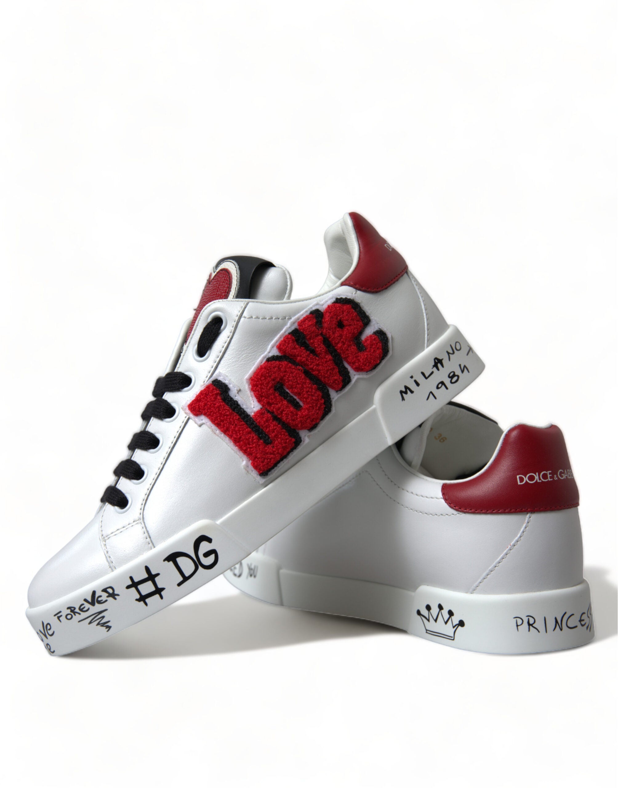 Dolce & Gabbana Chic Portofino Leather White Sneakers