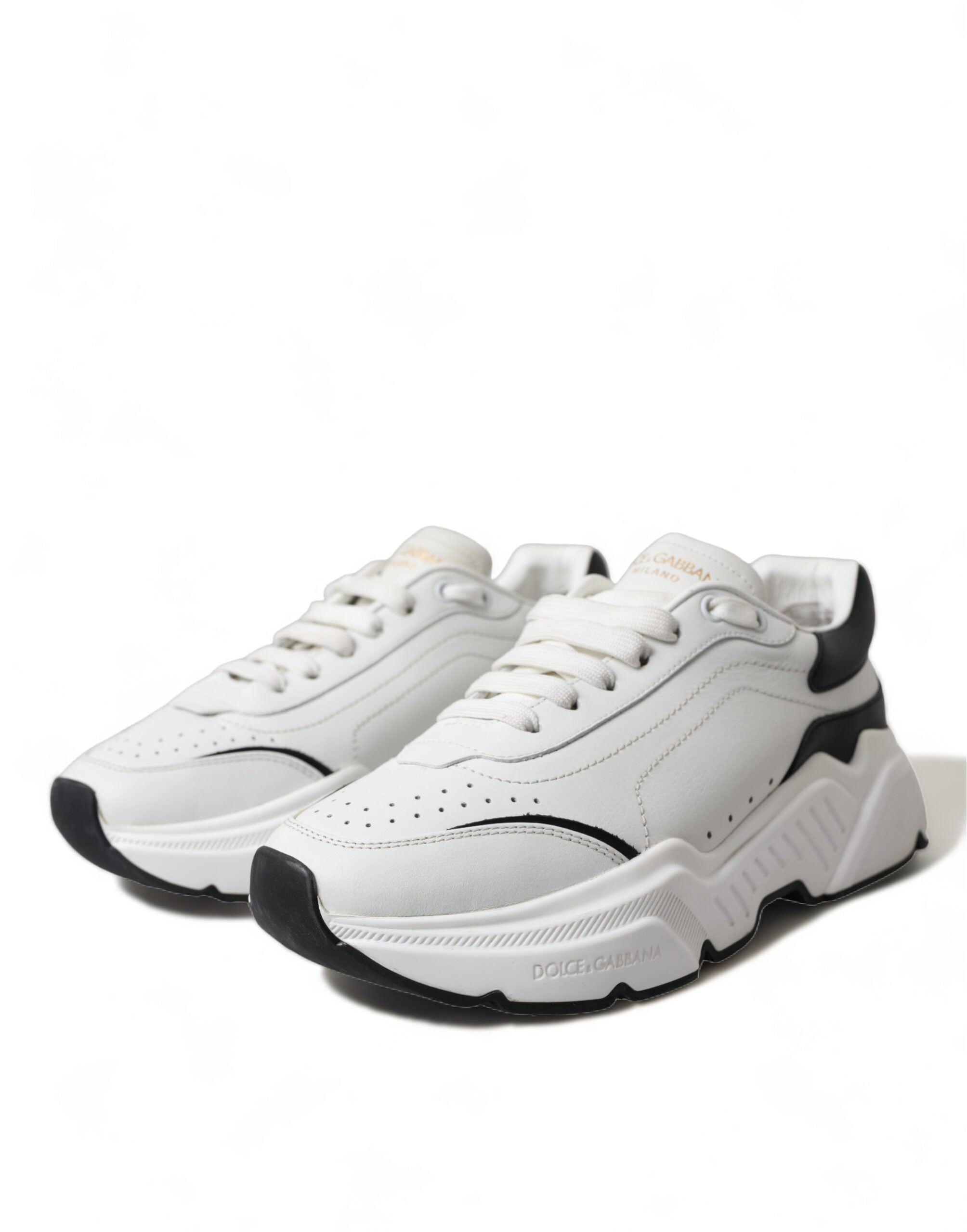 Dolce & Gabbana Chic & Daymaster Leather Black White Sneakers