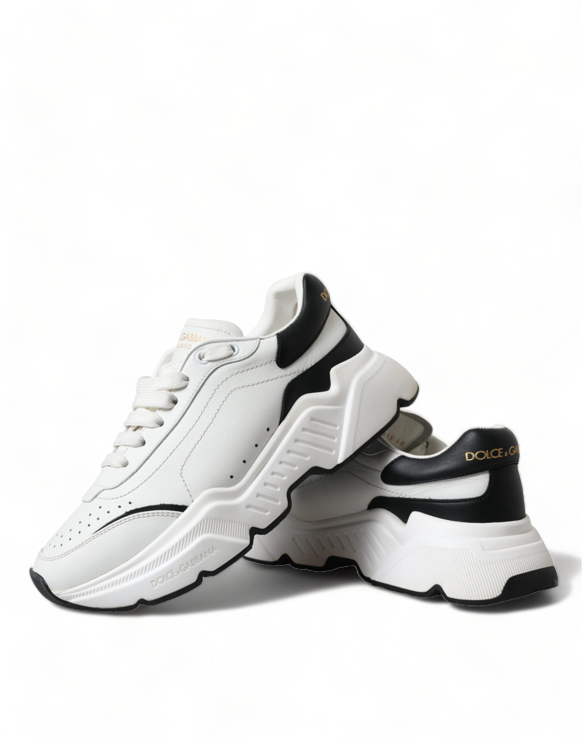 Dolce & Gabbana Chic & Daymaster Leather Black White Sneakers