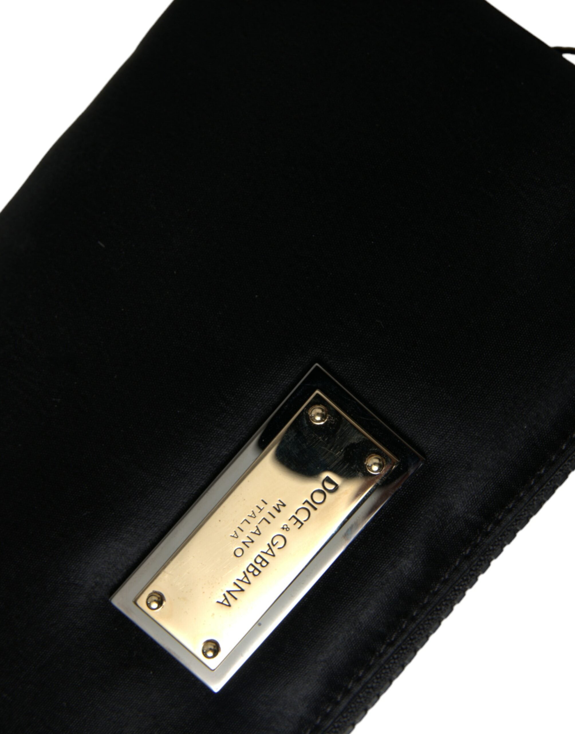 Dolce & Gabbana Elegant Nylon Leather Pouch With Black Silver Details