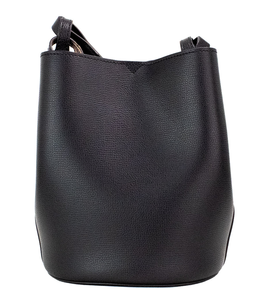 Burberry Lorne Small Haymarket Check Pebble Leather Bucket Handbag Black Purse
