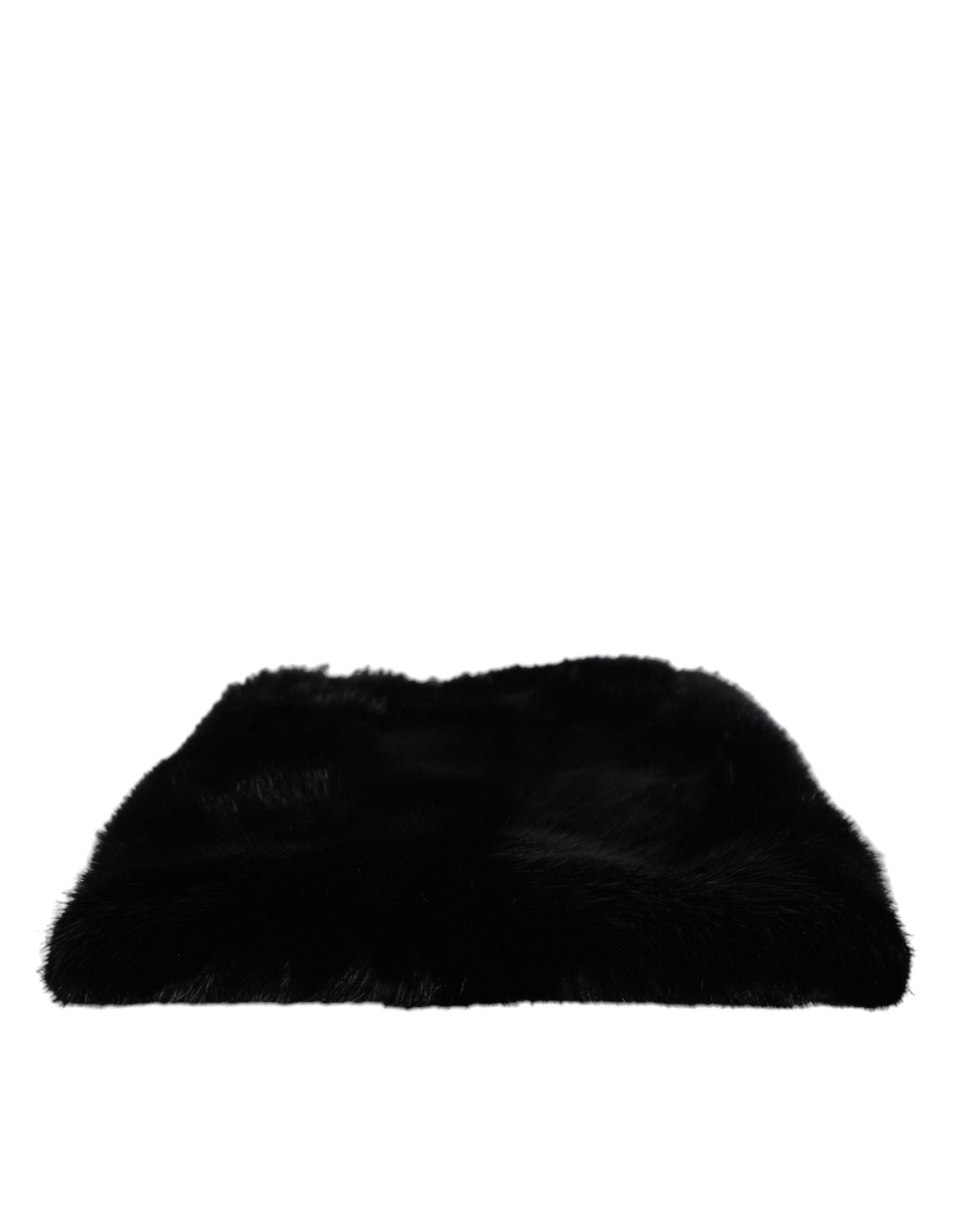 Dolce & Gabbana Faux Fur Chain Crossbody Shoulder Purse Black Silver Bag