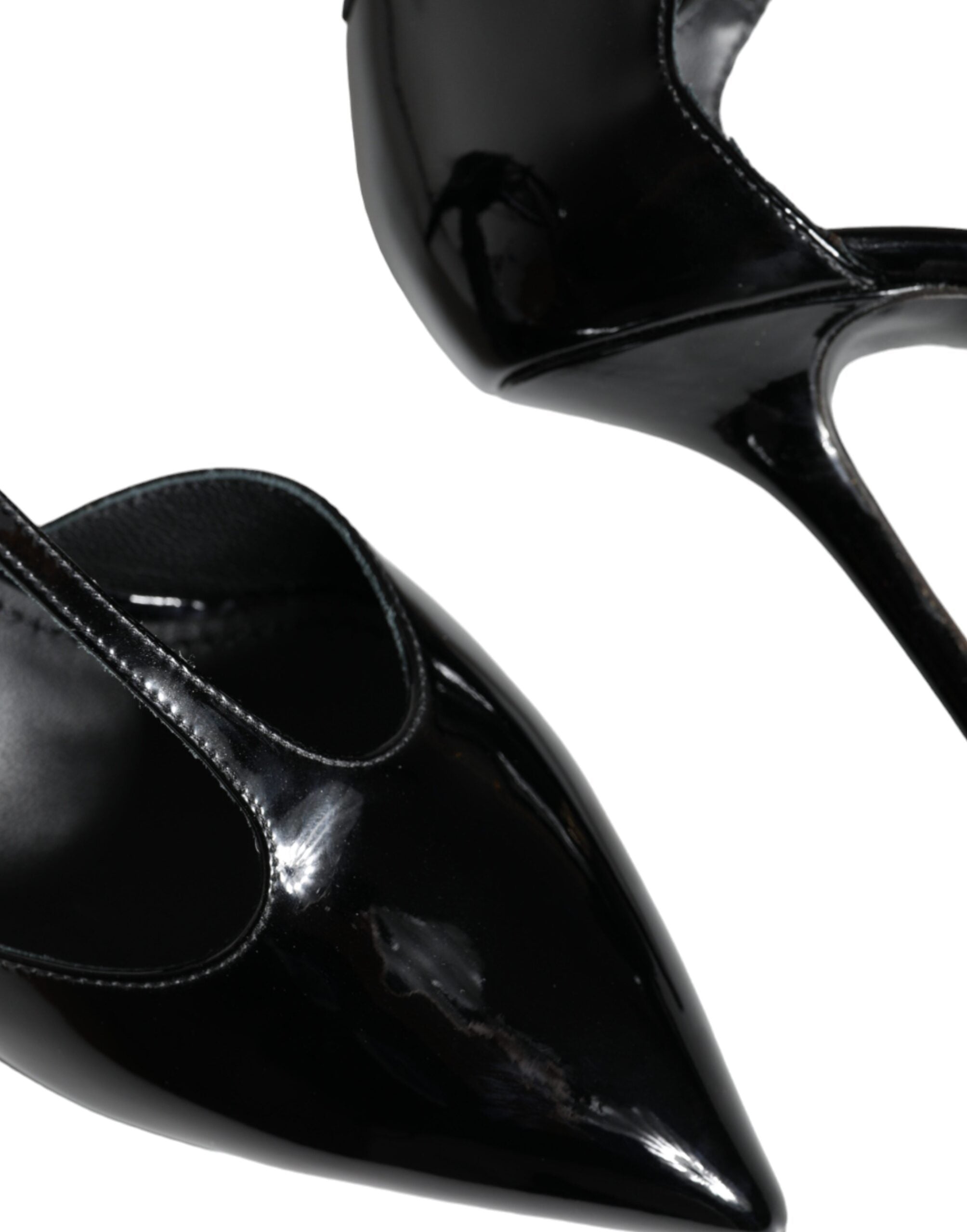 Dolce & Gabbana Black Leather T-Strap Stiletto High Heels Shoes