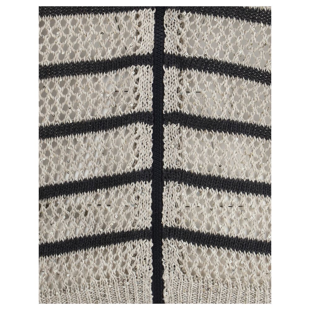 Brunello Cucinelli Open Knit Design Cardigan With Sequins