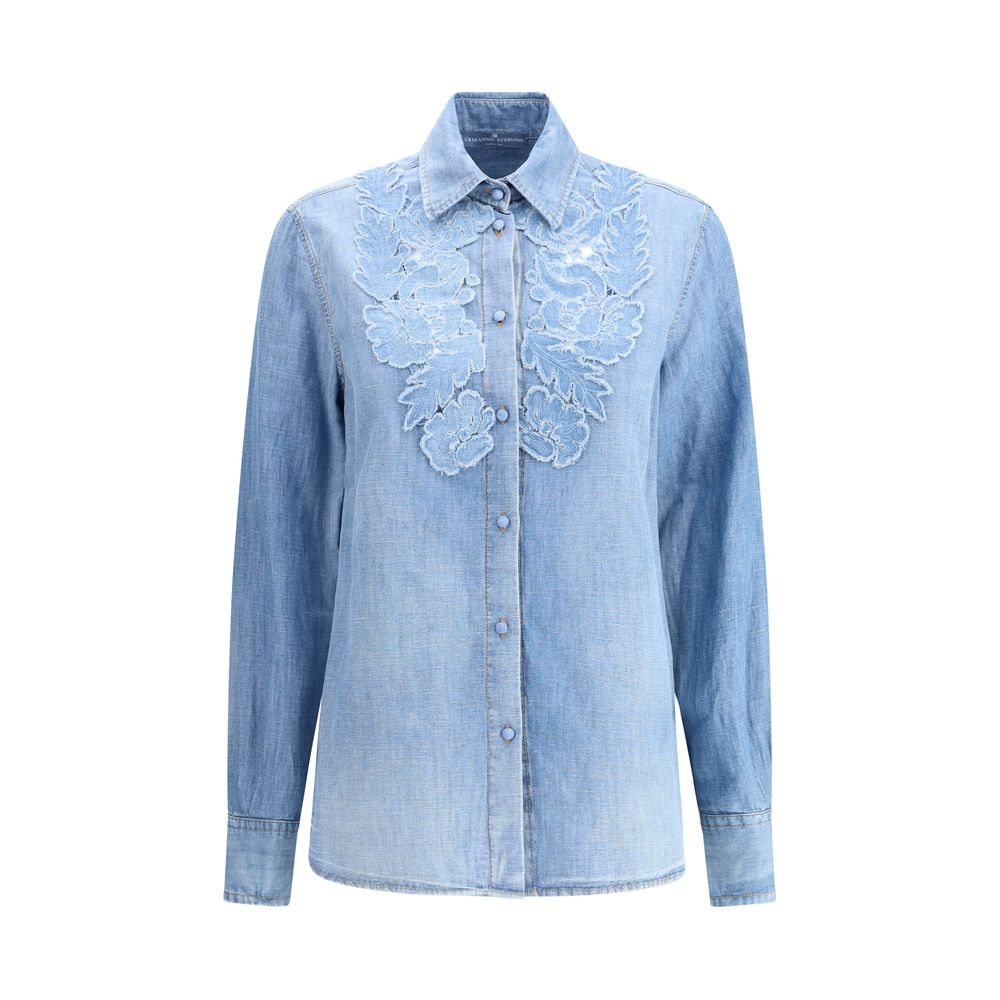 Ermanno Scervino Denim Embroidery Shirt