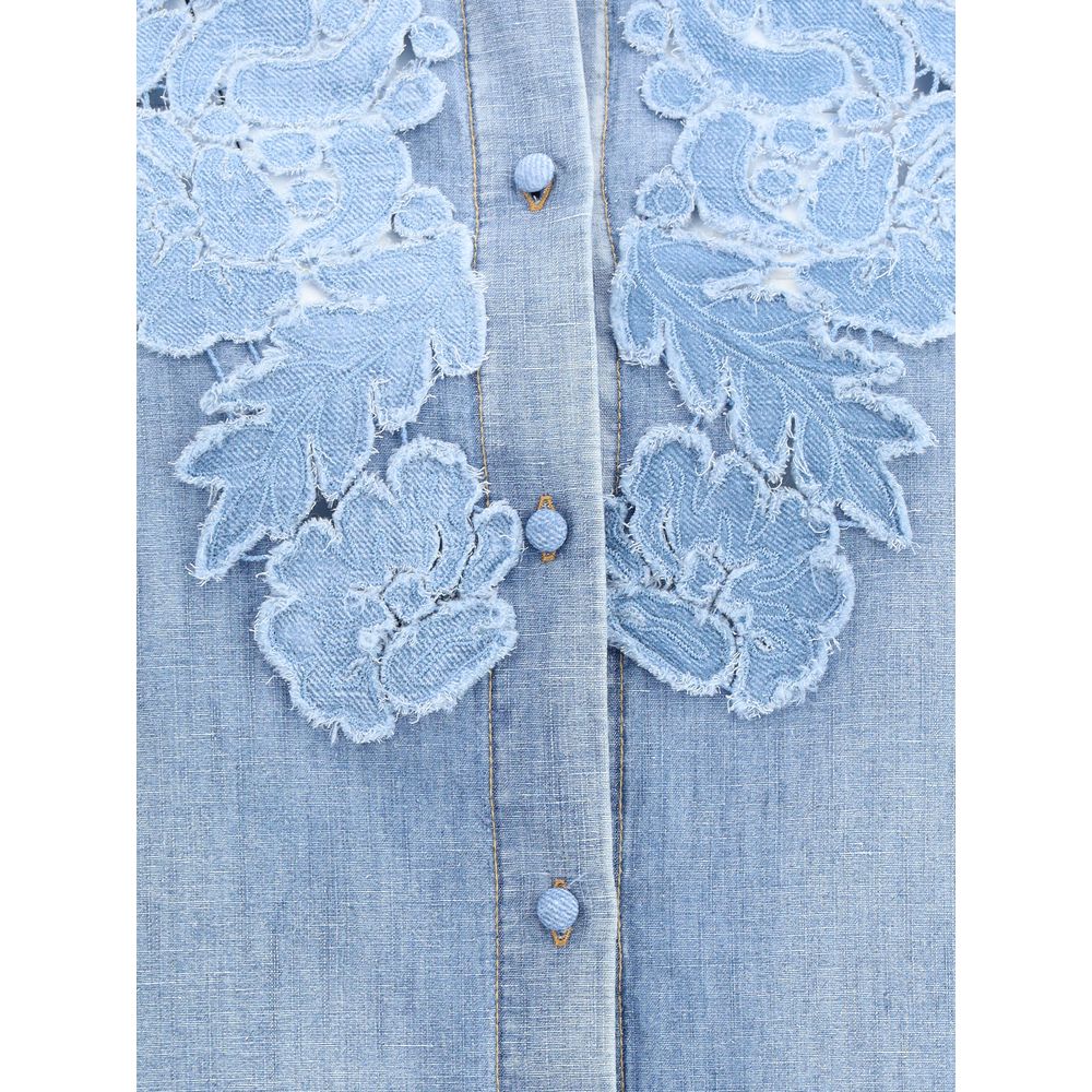 Ermanno Scervino Denim Embroidery Shirt