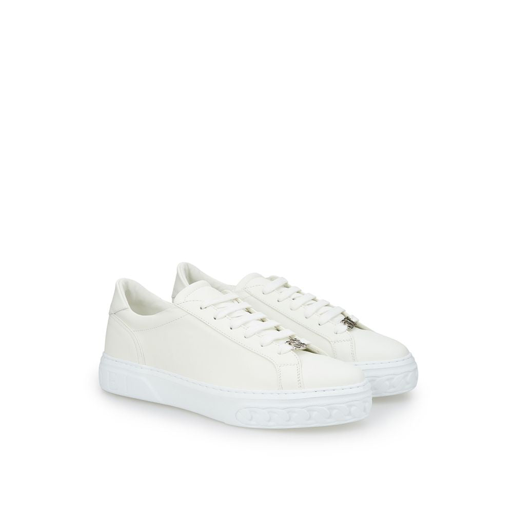Casadei Sleek Leather White Sneakers