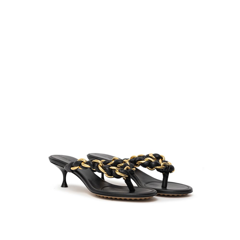 Bottega Veneta Black Leather Sandals