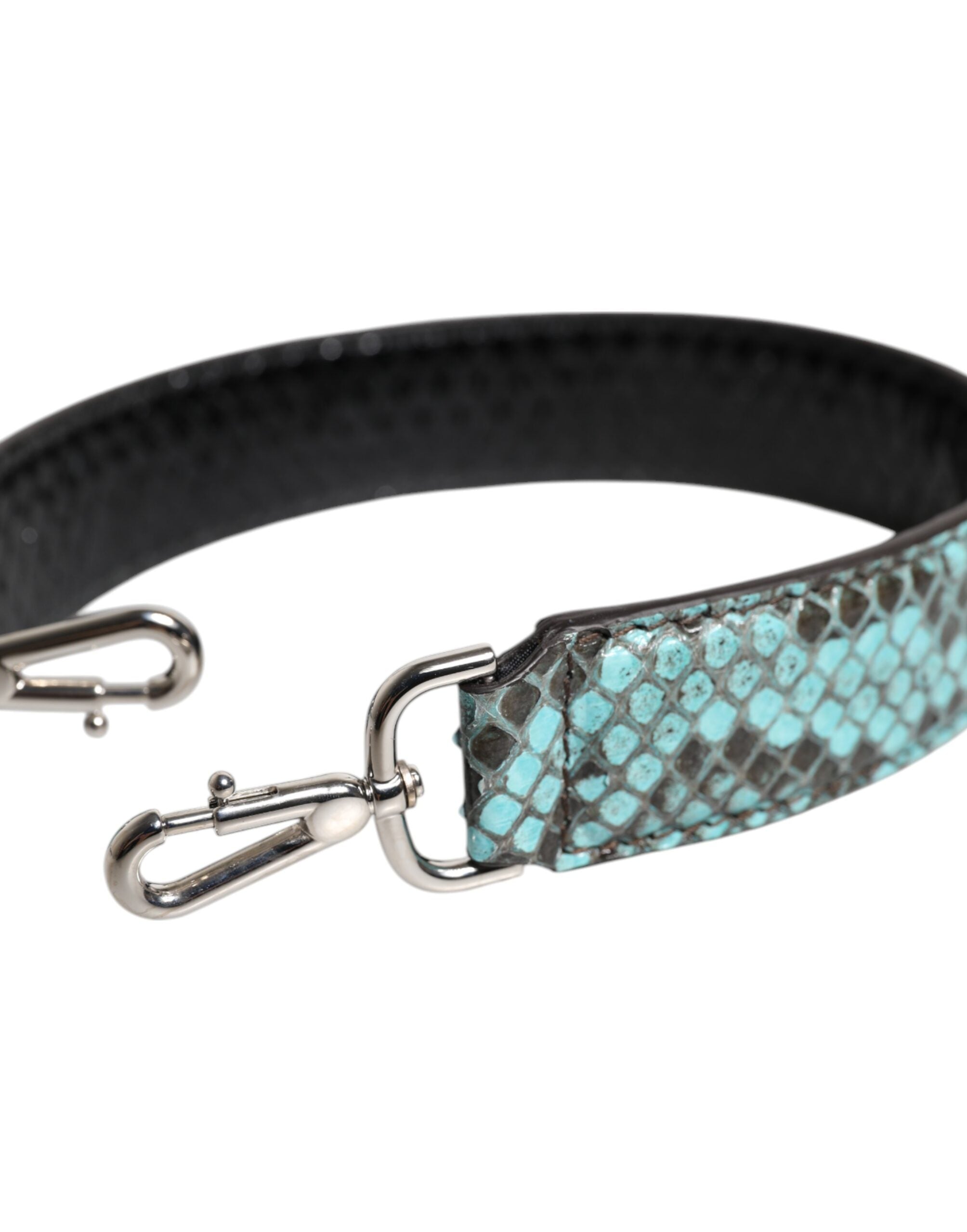 Dolce & Gabbana Black Leather Blue Exotic Bag Shoulder Strap