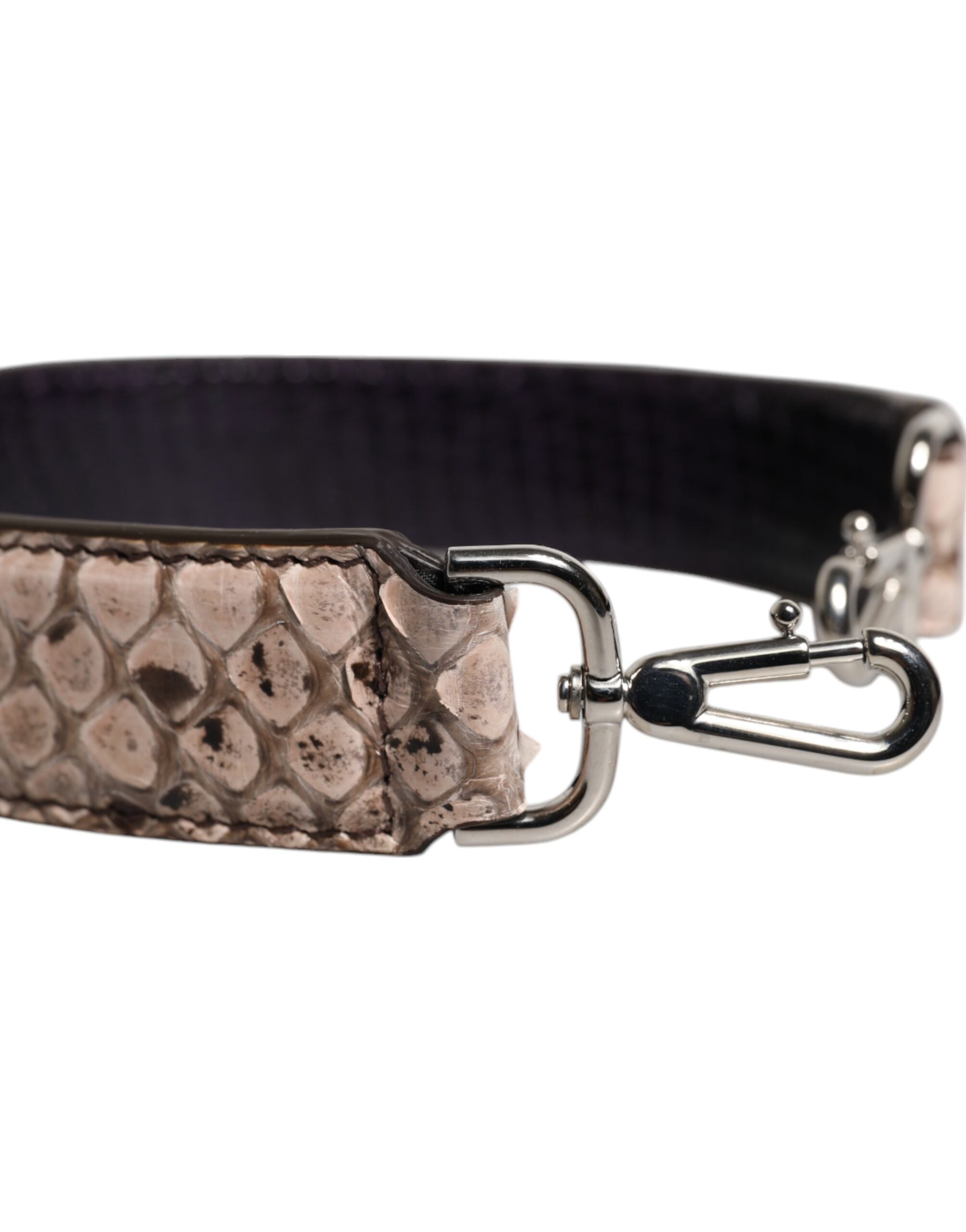 Dolce & Gabbana Black Leather Cream Exotic Bag Shoulder Strap