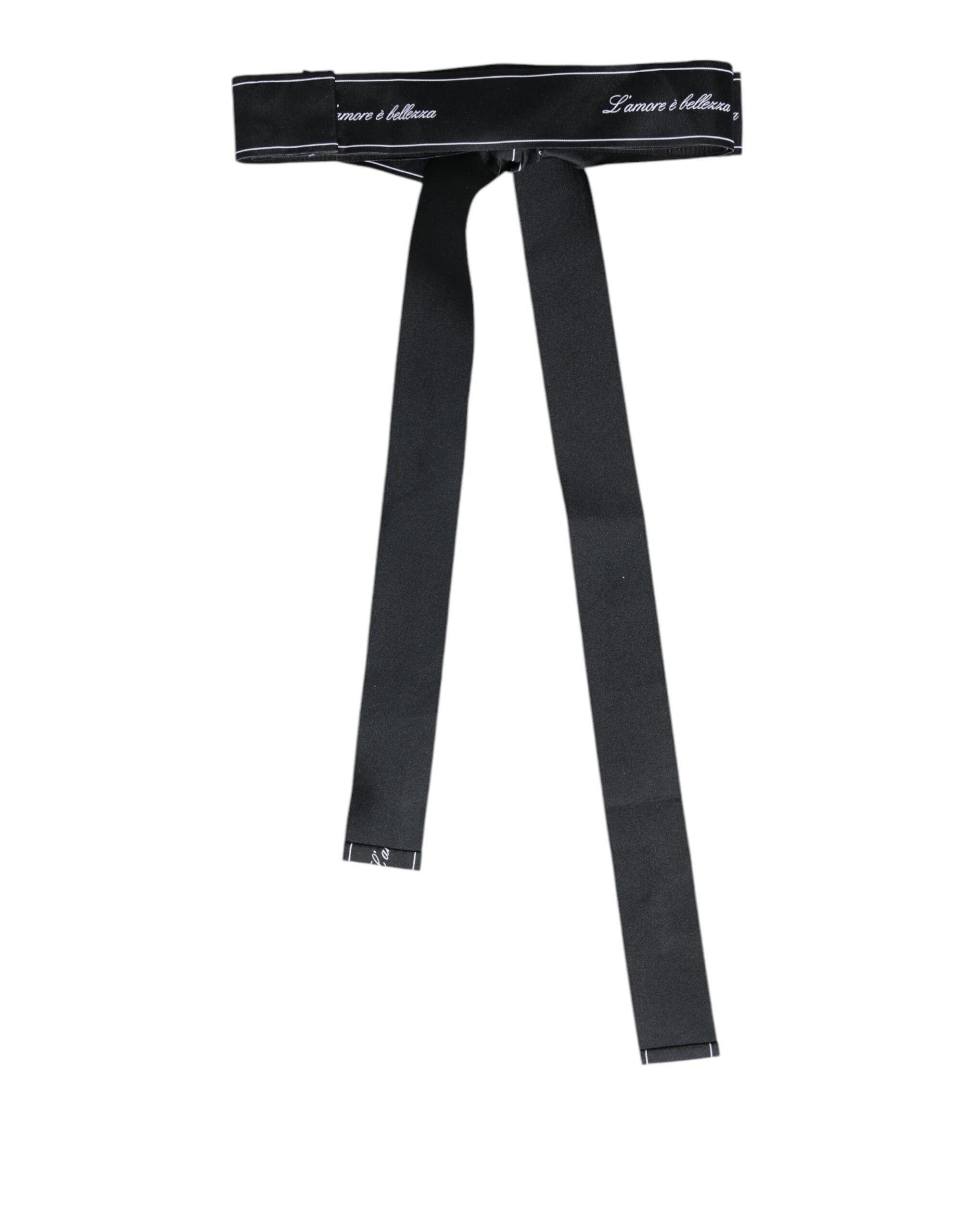 Dolce & Gabbana Black Waist Ribbon Wide Bow Logo Belt