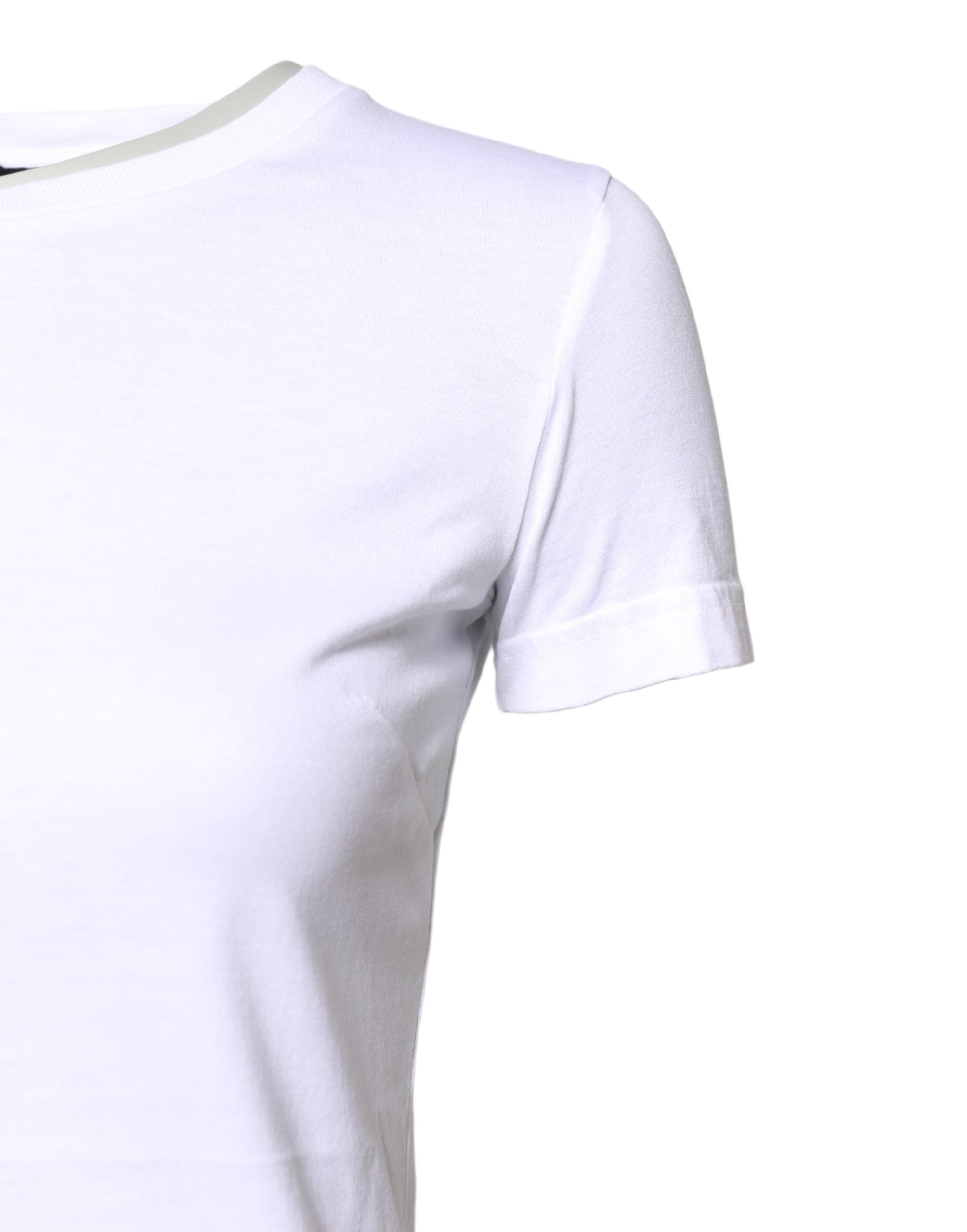 Dolce & Gabbana White Cotton Crew Neck Short Sleeves T-Shirt