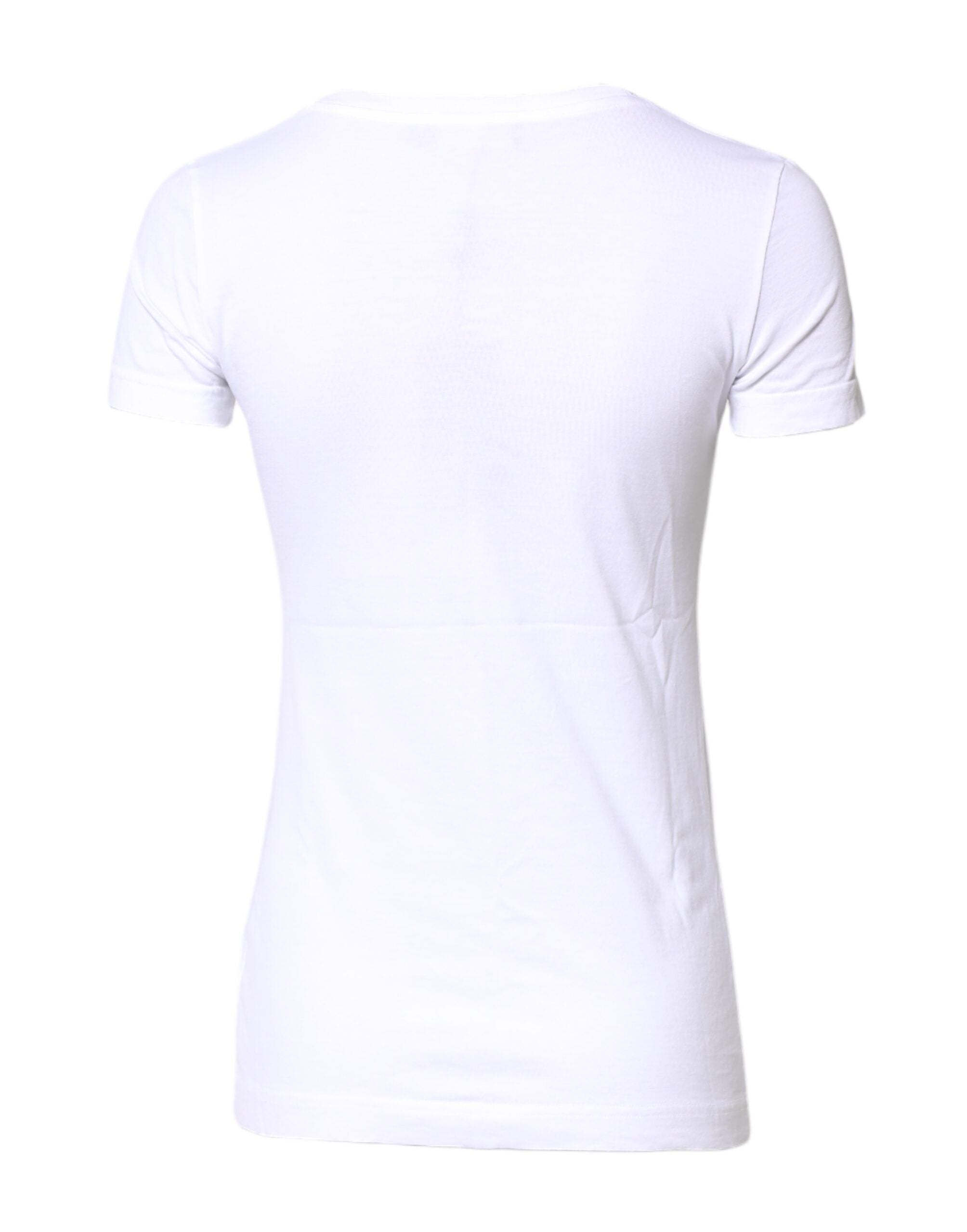 Dolce & Gabbana White Cotton Crew Neck Short Sleeves T-Shirt