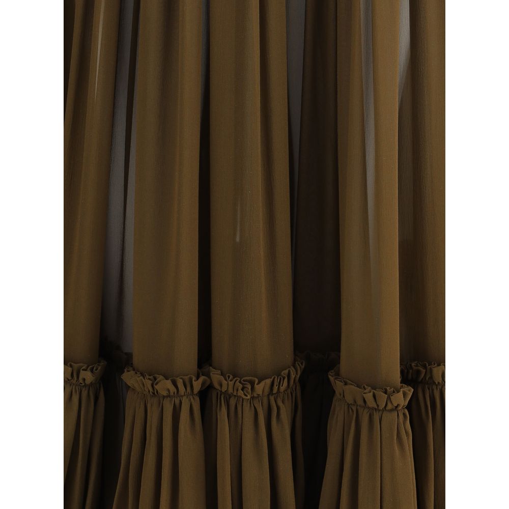 Saint Laurent Flounced Long Skirt
