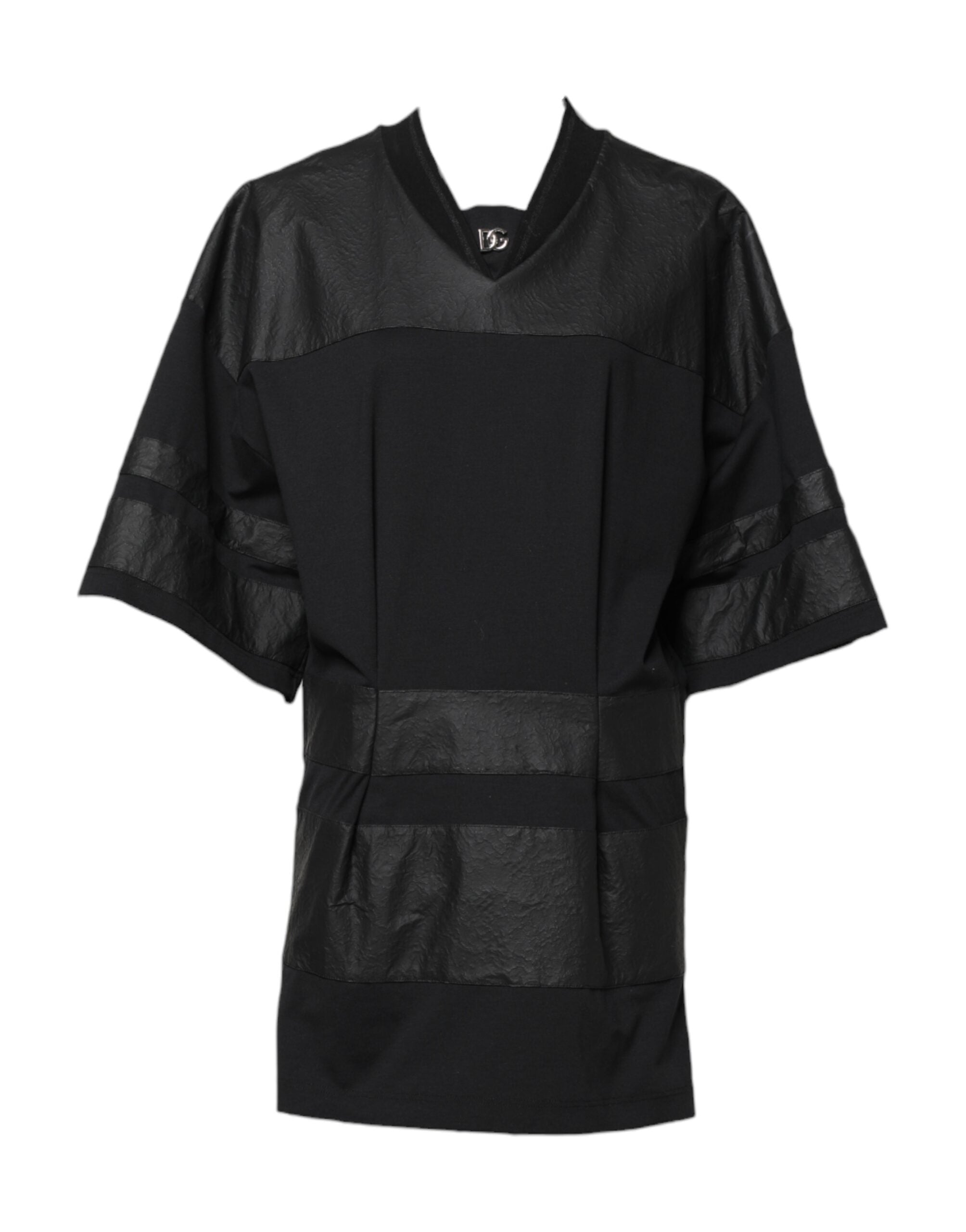 Dolce & Gabbana Black Cotton Short Sleeves V Neck T-Shirt