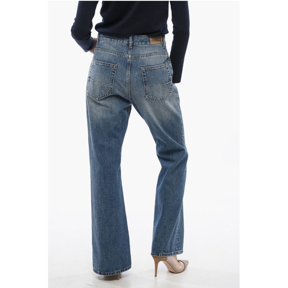 Balmain Cropped Fit Bootcut Denims With Delavè Design