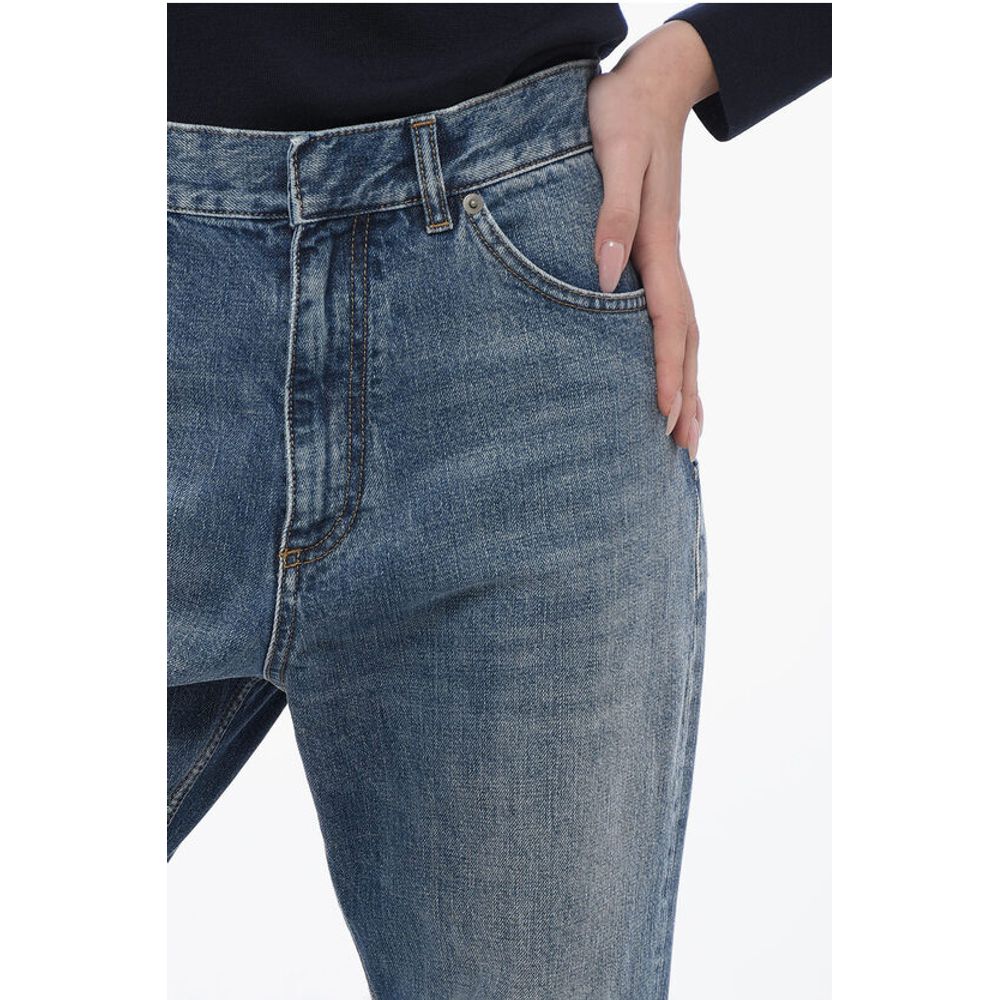 Balmain Cropped Fit Bootcut Denims With Delavè Design