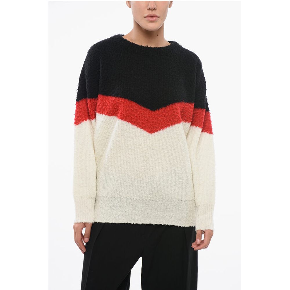 Stella Mccartney Wool Crew Neck Blend Pullover With Color Block Design